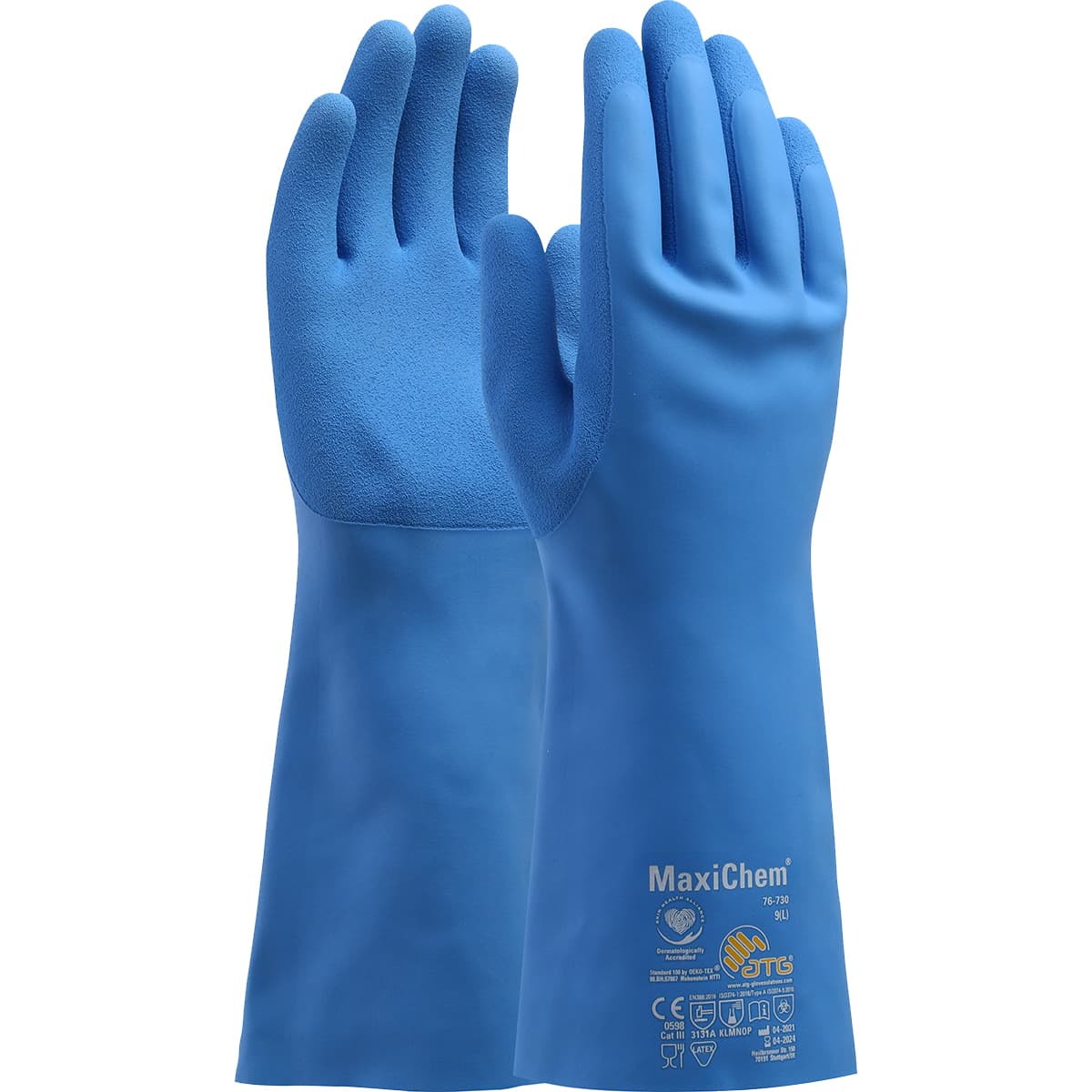 MaxiChem Latex Blend Coated Glove with Nylon / Elastane Liner and Non-Slip Grip on Palm & Fingers - 14 inch (76-730)