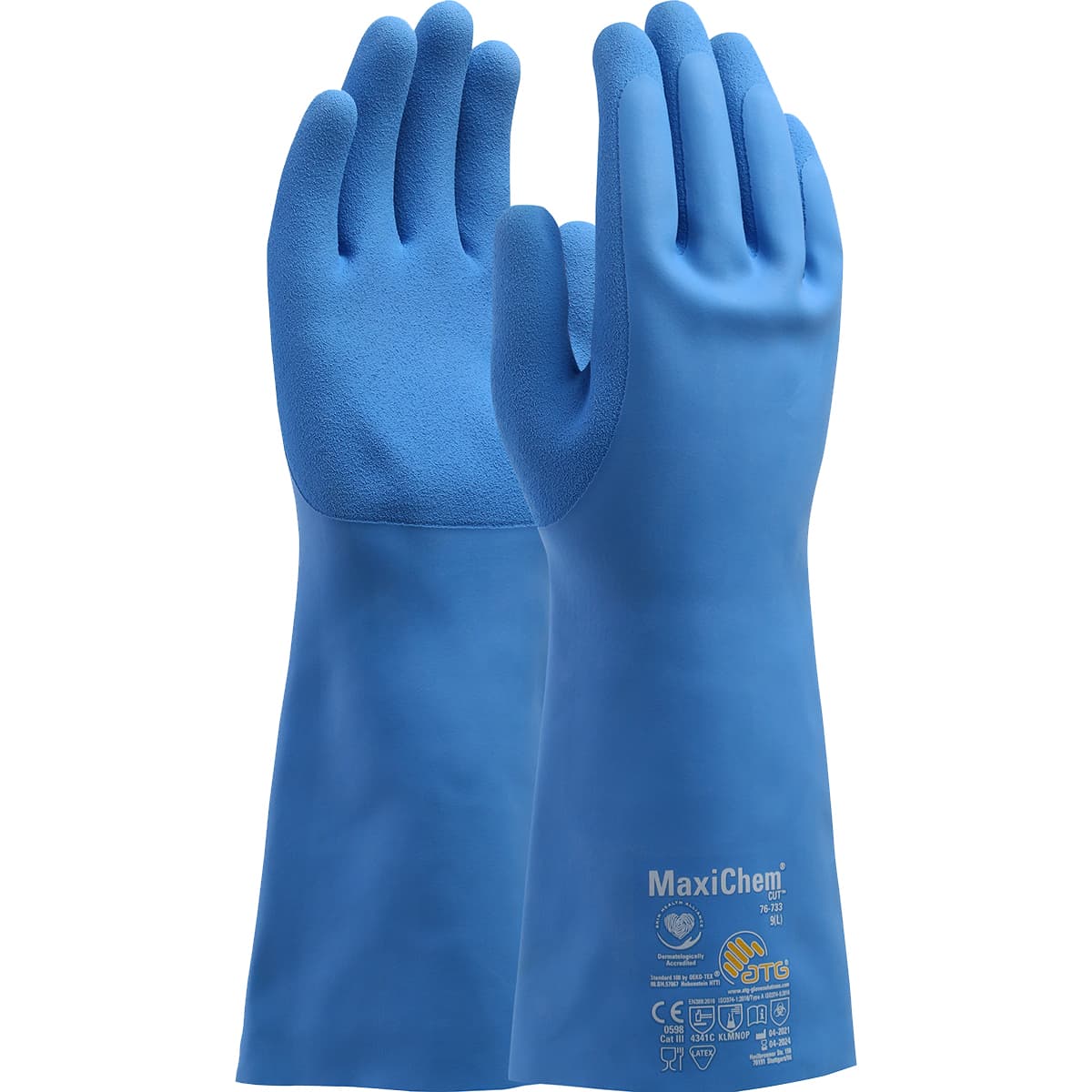 MaxiChem Cut Latex Blend Coated Glove with HPPE Liner and Non-Slip Grip on Palm & Fingers - 14 inch (76-733)