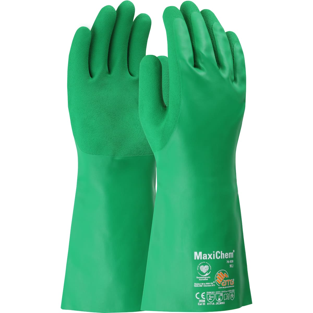 MaxiChem Nitrile Blend Coated Glove with Nylon / Elastane Liner and Non-Slip Grip on Palm & Fingers - 14 inch (76-830)