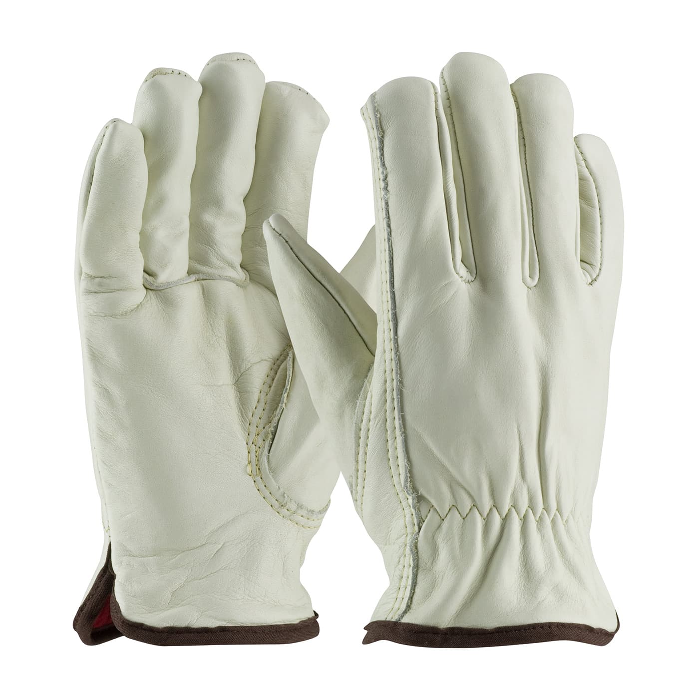 PIP Regular Grade Top Grain Cowhide Leather Drivers Glove with Red Foam Lining - Keystone Thumb (77-268)