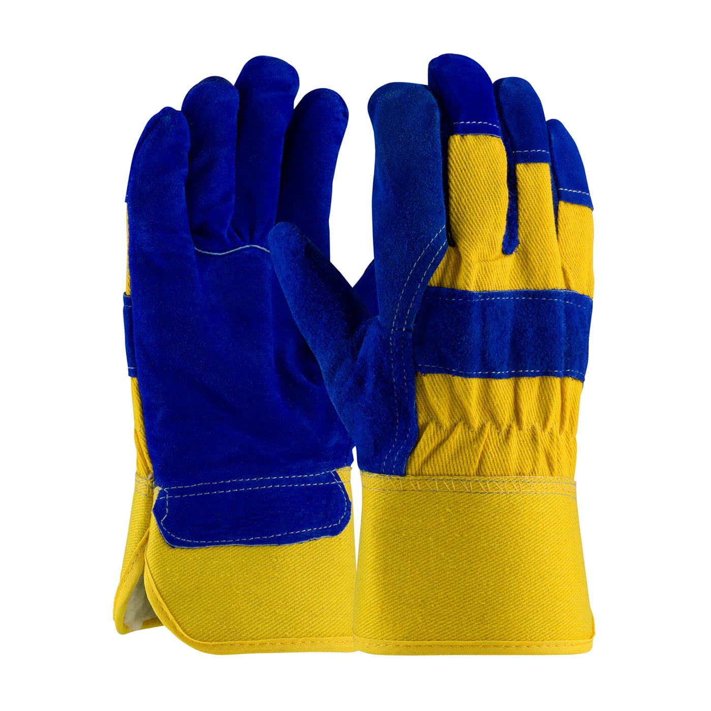 PIP Split Cowhide Leather Palm Glove with Fabric Back and Fleece Pile Lining - Rubberized Safety Cuff (78-7863B)