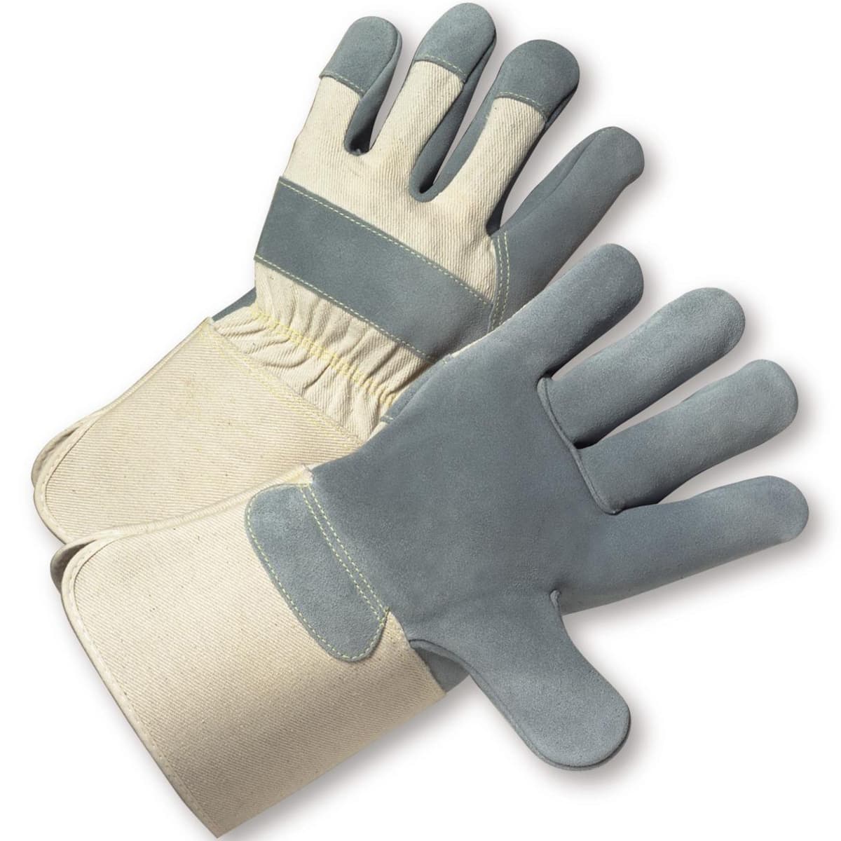 PIP® Premium Grade Split Cowhide Leather Palm Glove with Canvas Back - Rubberized Gauntlet Cuff (800-AAA)