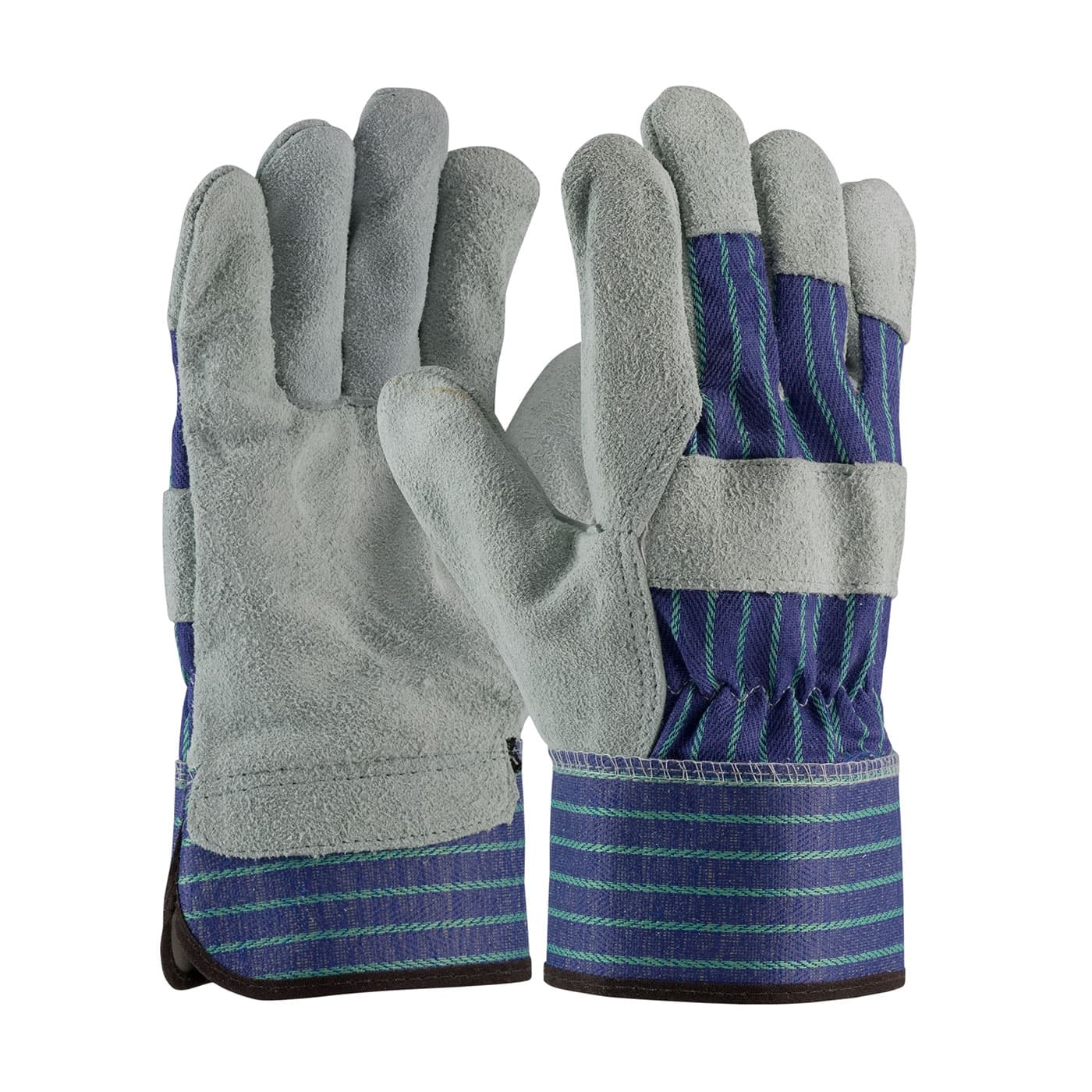 PIP Superior Grade Split Cowhide Leather Palm Glove with Fabric Back - Rubberized Safety Cuff (82-7563)