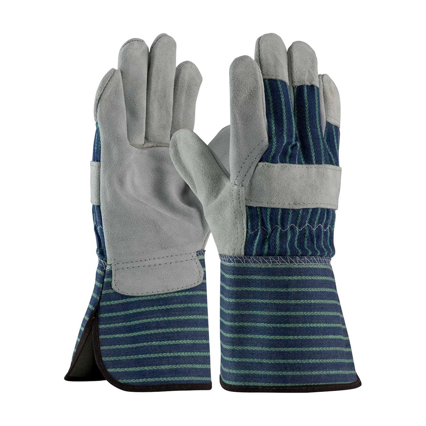 PIP Superior Grade Split Cowhide Leather Palm Glove with Fabric Back - Rubberized Gauntlet Cuff (82-7663)