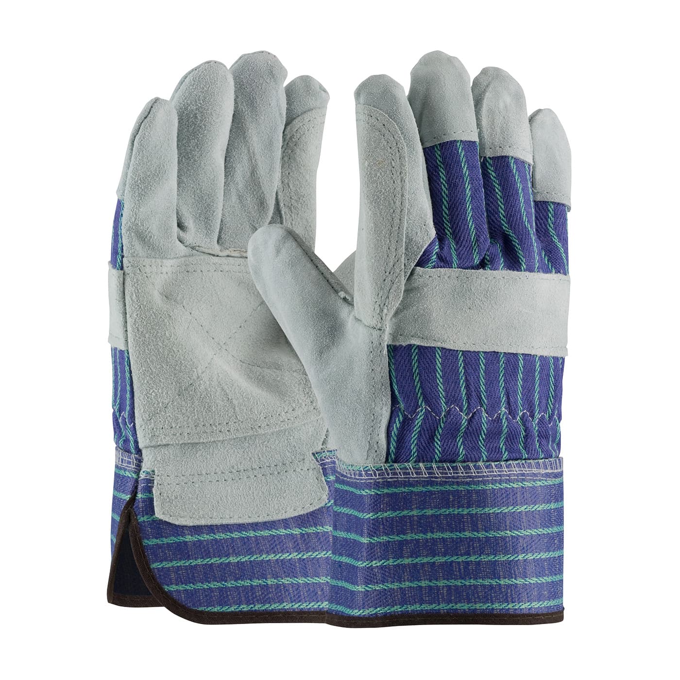 PIP Superior Grade Split Cowhide Leather Double Palm Glove with Fabric Back - Rubberized Safety Cuff (82-7763)