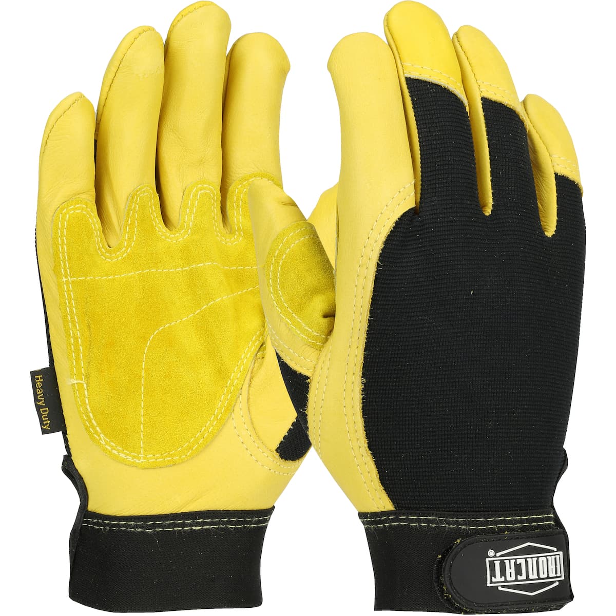 Ironcat® Heavy Duty Top Grain Cowhide Leather Reinforced Palm Glove with Fabric Back (86350)