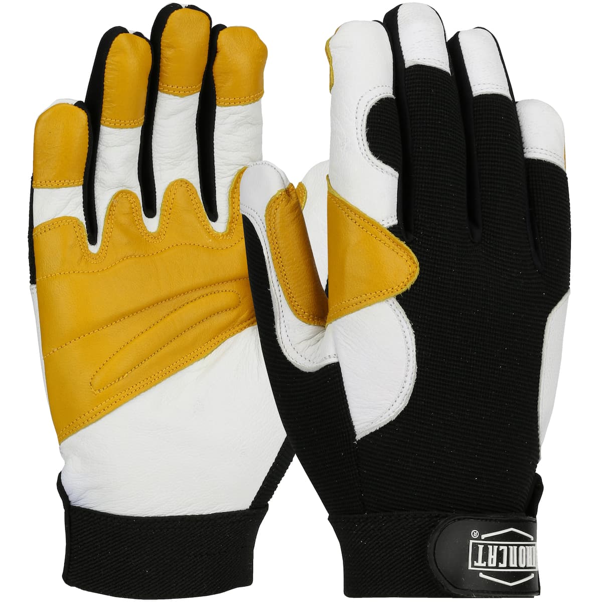 Ironcat Heavy Duty Top Grain Goatskin Leather Reinforced Palm Glove with Fabric Back (86555)