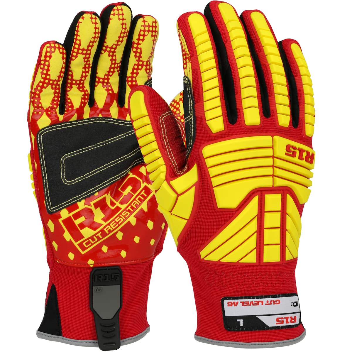 R15™ Synthetic Leather Double Palm with PVC Palm and Fabric Back - TPR Impact Protection (87015)