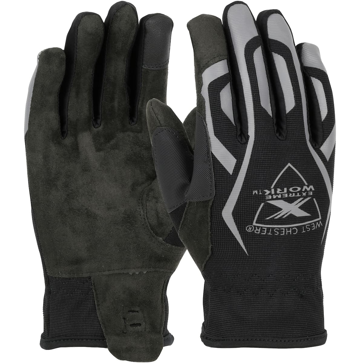 Extreme Work® MultiPurpX™ ToughX Suede Palm with Fabric Back and Touchscreen Compatible Index Finger - Slip-On Cuff (89300)