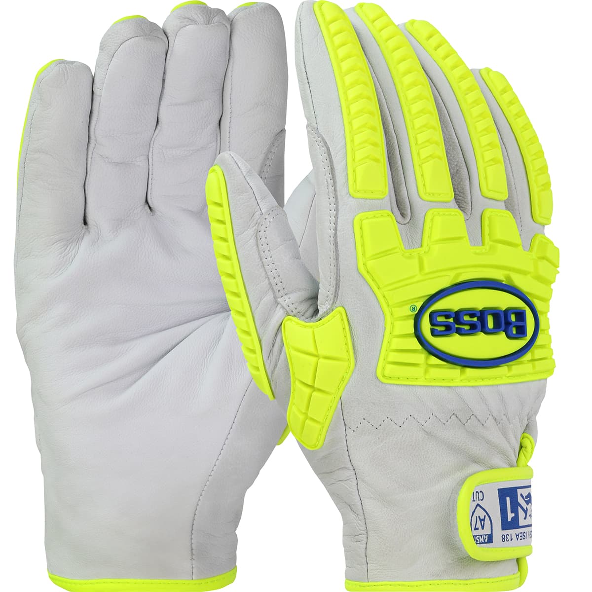 Boss Top Grain Goatskin Leather Drivers Glove with Hi-Vis Impact Protection and DuPont Kevlar Blend Lining (9916)_1