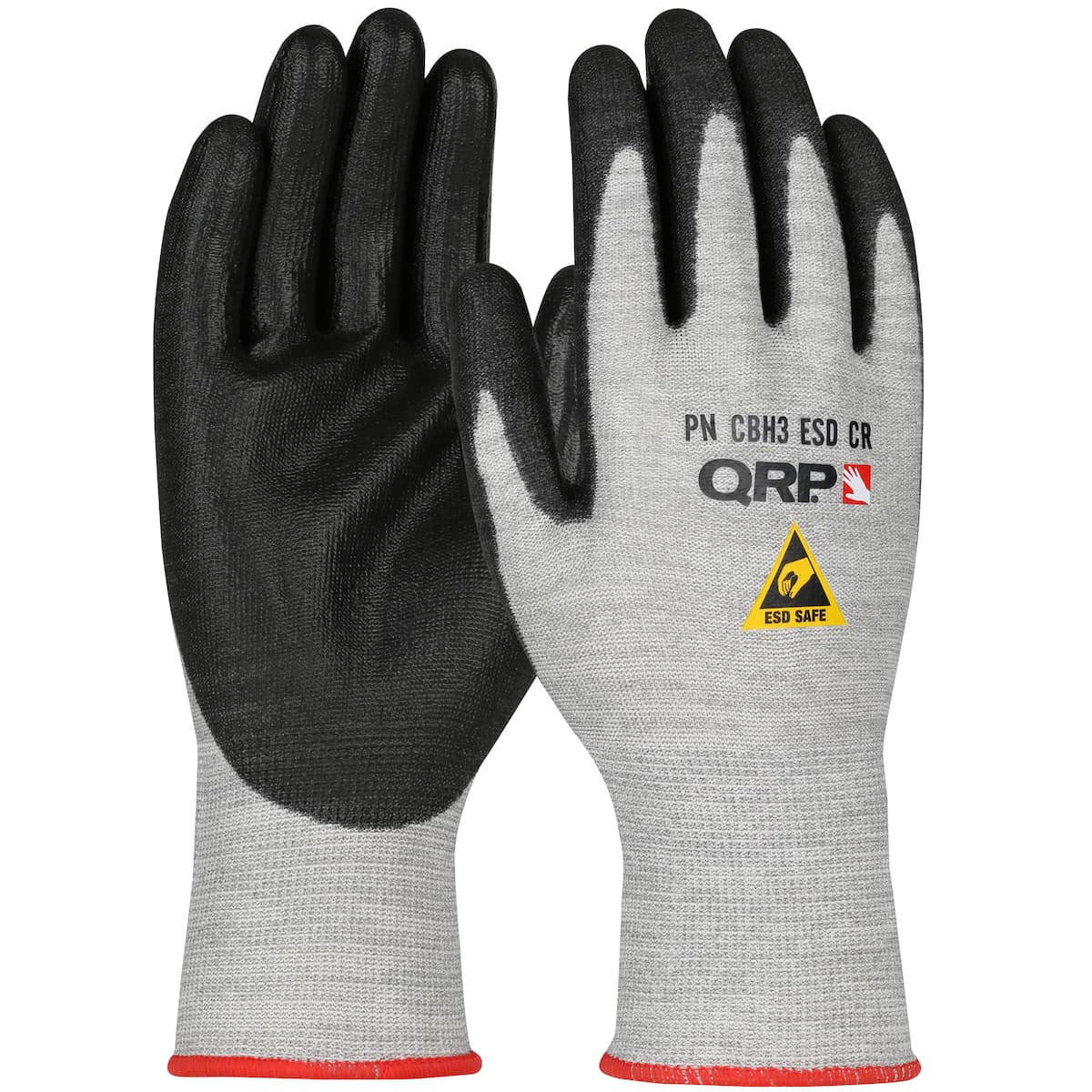 QRP Qualakote ESD Safe Seamless Knit Cut Resistant Glove with Polyurethane Coated Palm & Fingers (CBH3ESDCR)