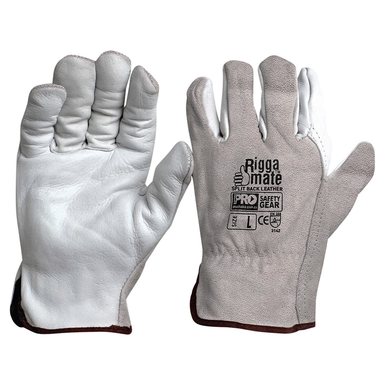 Pro Choice Riggamate Natural Cowgrain Palm / Split Back Gloves_0