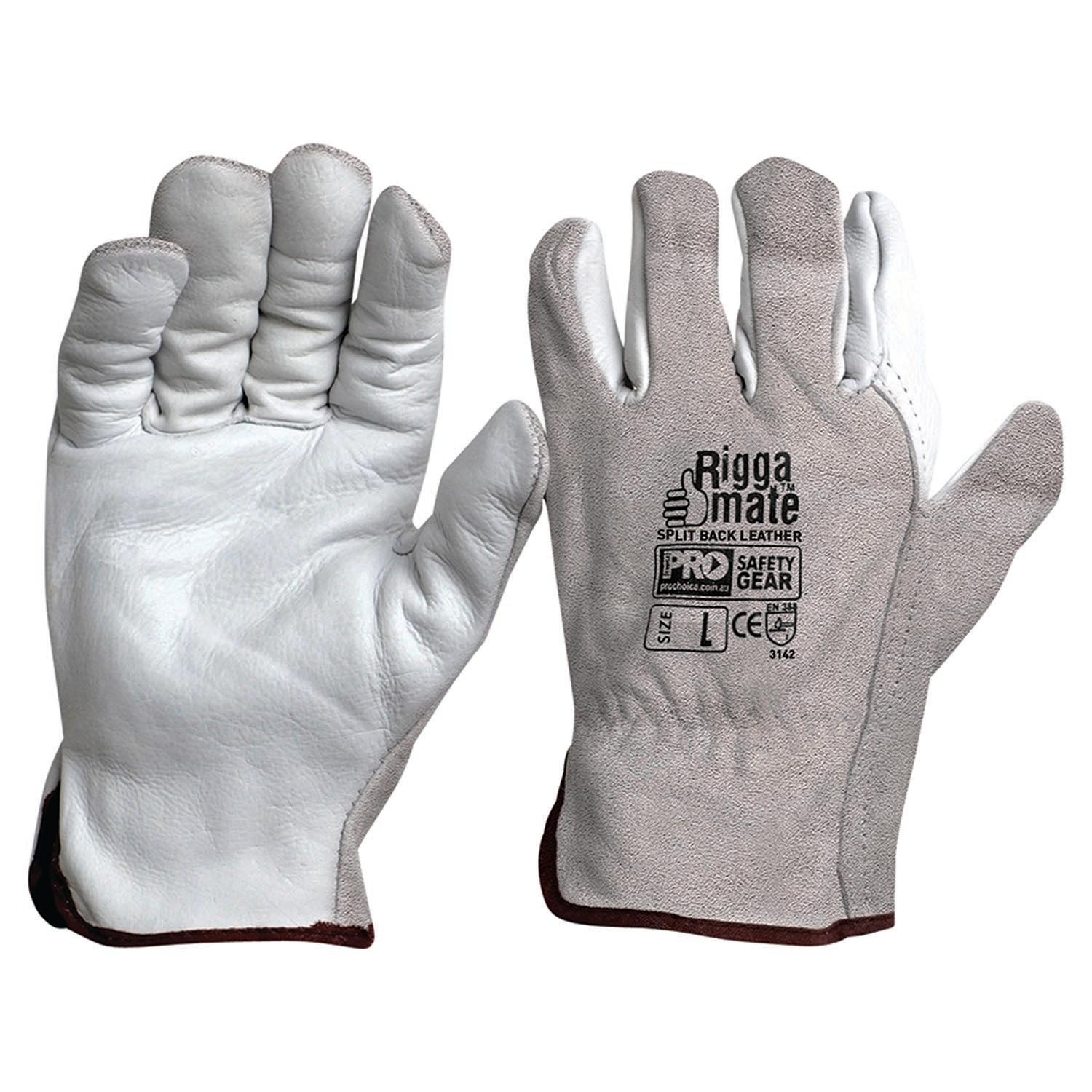 Pro Choice Riggamate Natural Cowgrain Palm / Split Back Gloves_1