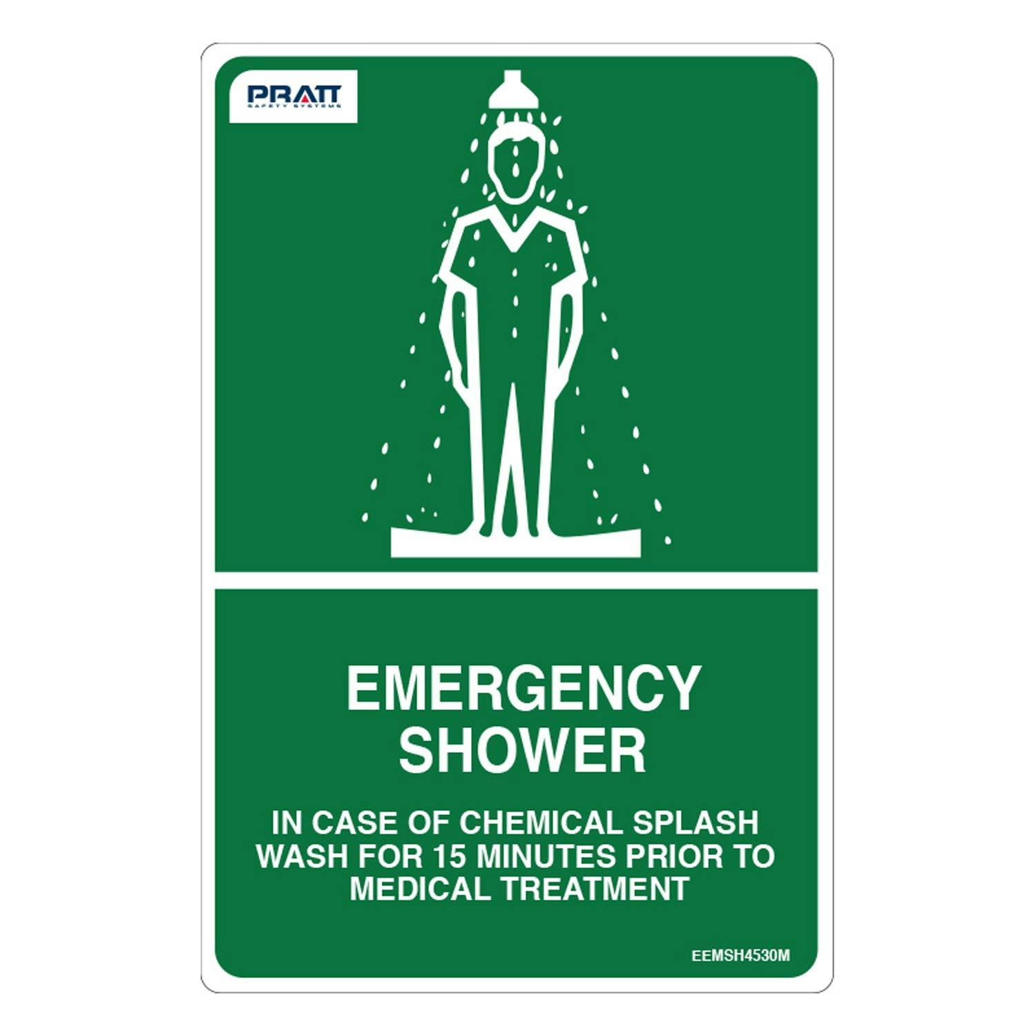 Pratt Safety Systems Emergency Shower Sign