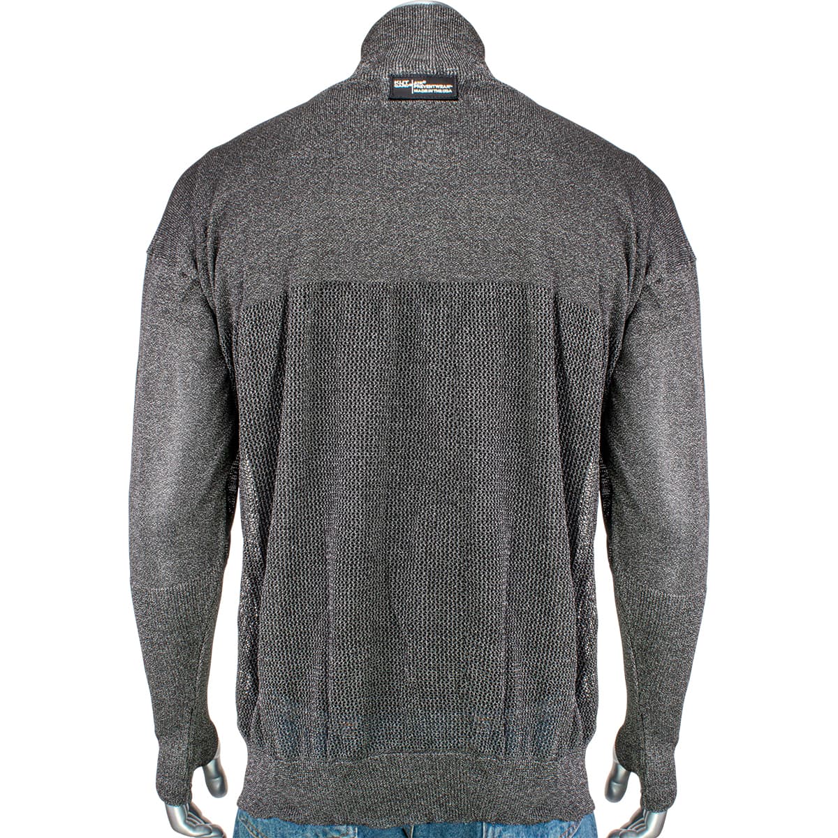ATA Blended Cut Resistant Jacket with Mesh Back and Thumb Holes, Dark Gray (J145SP-4CM-TH)