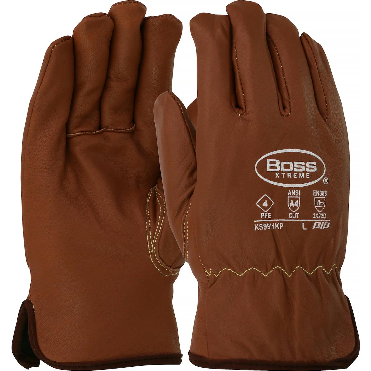 Boss® Xtreme AR Top Grain Goatskin Leather Drivers Glove with Oil Armor™ Finish and Para-Aramid Lining - Fleece Lined Insulation (KS9911KP)