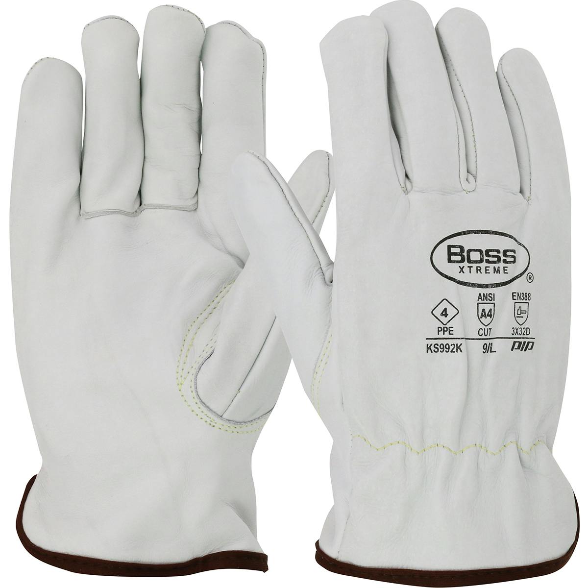 Boss® Xtreme AR Top Grain Cowhide Leather Drivers Glove with Para-Aramid Lining - Keystone Thumb (KS992K)