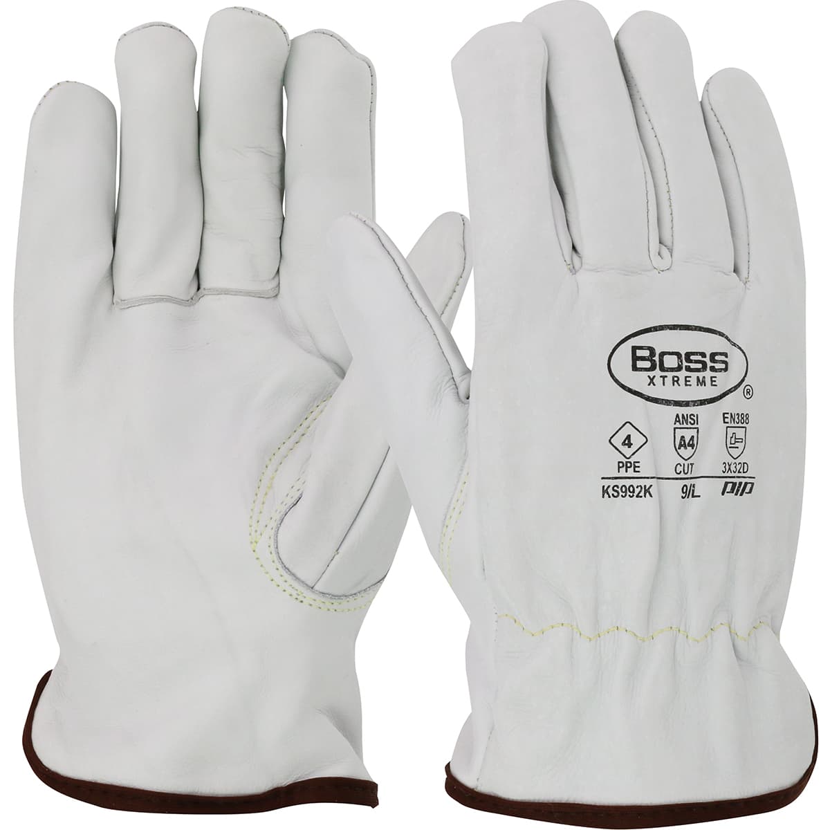 Boss Xtreme AR Top Grain Cowhide Leather Drivers Glove with Para-Aramid Lining - Keystone Thumb (KS992K)