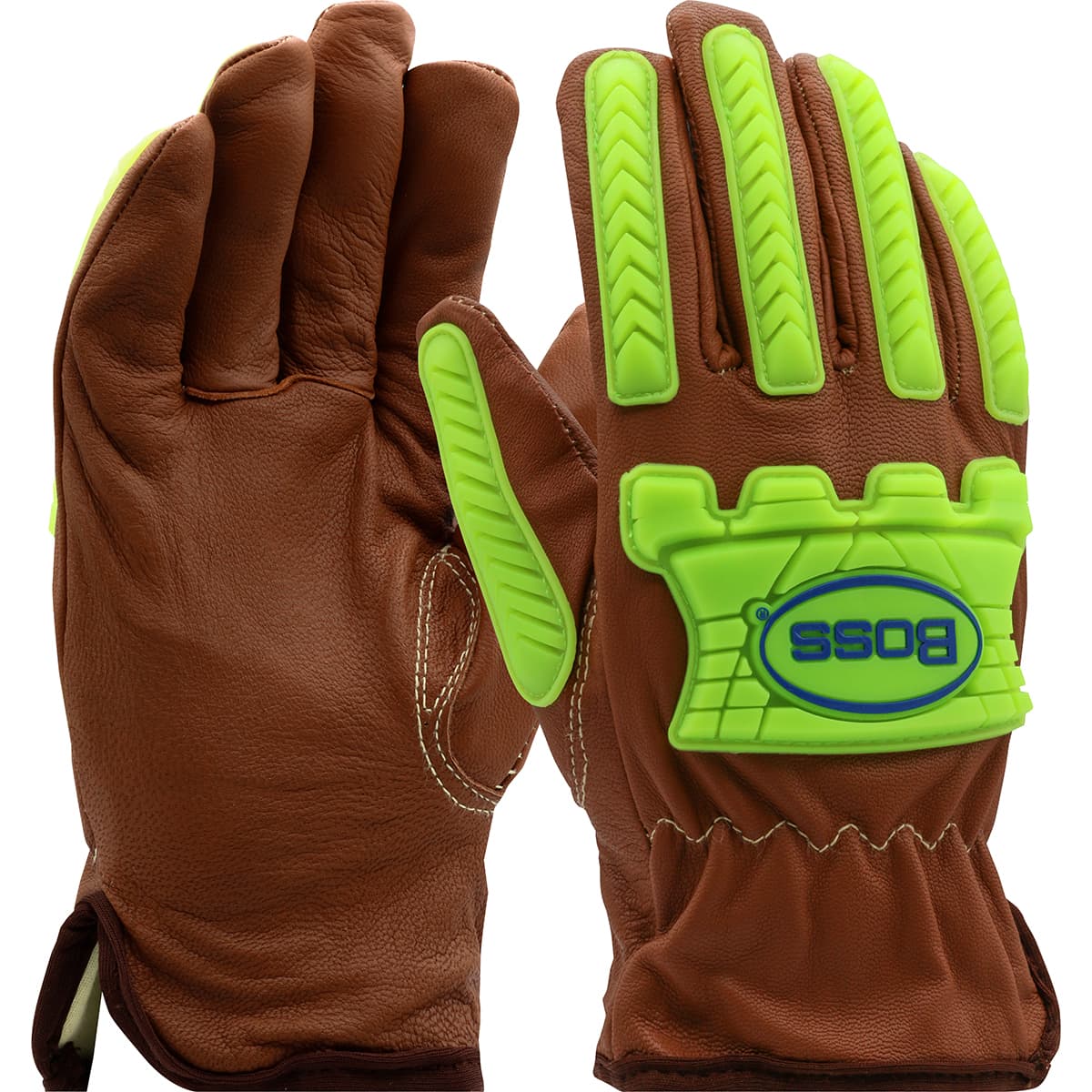 Boss Xtreme AR Top Grain Goatskin Leather Drivers Glove with Oil Armor Finish and Para-Aramid Lining - TPR Impact Protection (KS993KOAB)