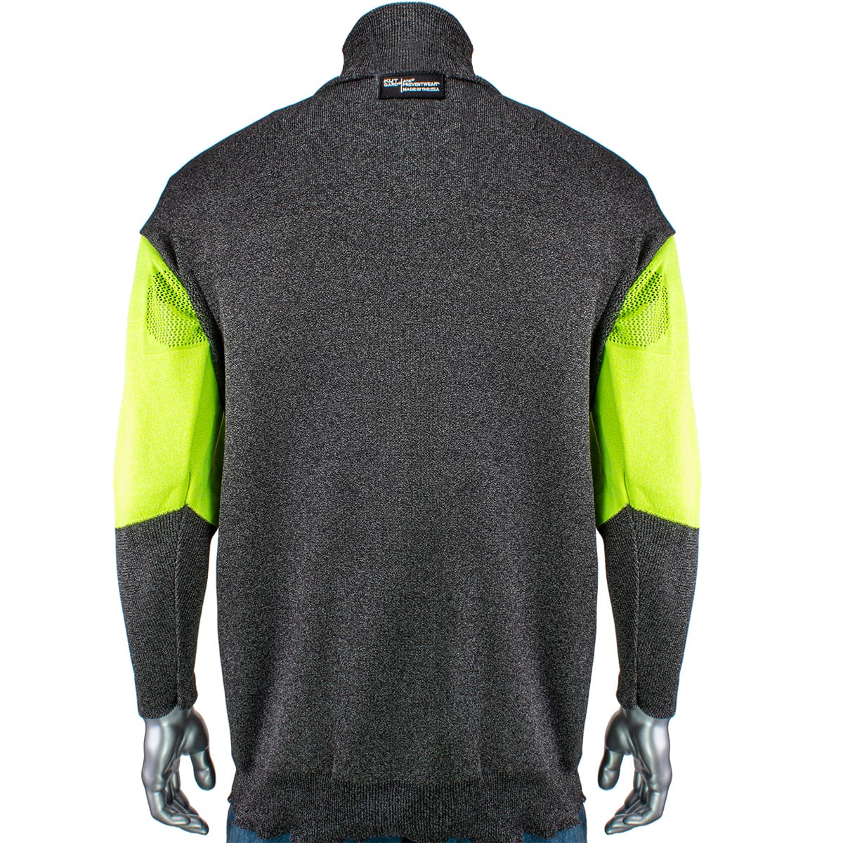 ATA Blended Cut Resistant Pullover with Hi-Vis Sleeves, Dark Gray (P191SP-PP1-TL)