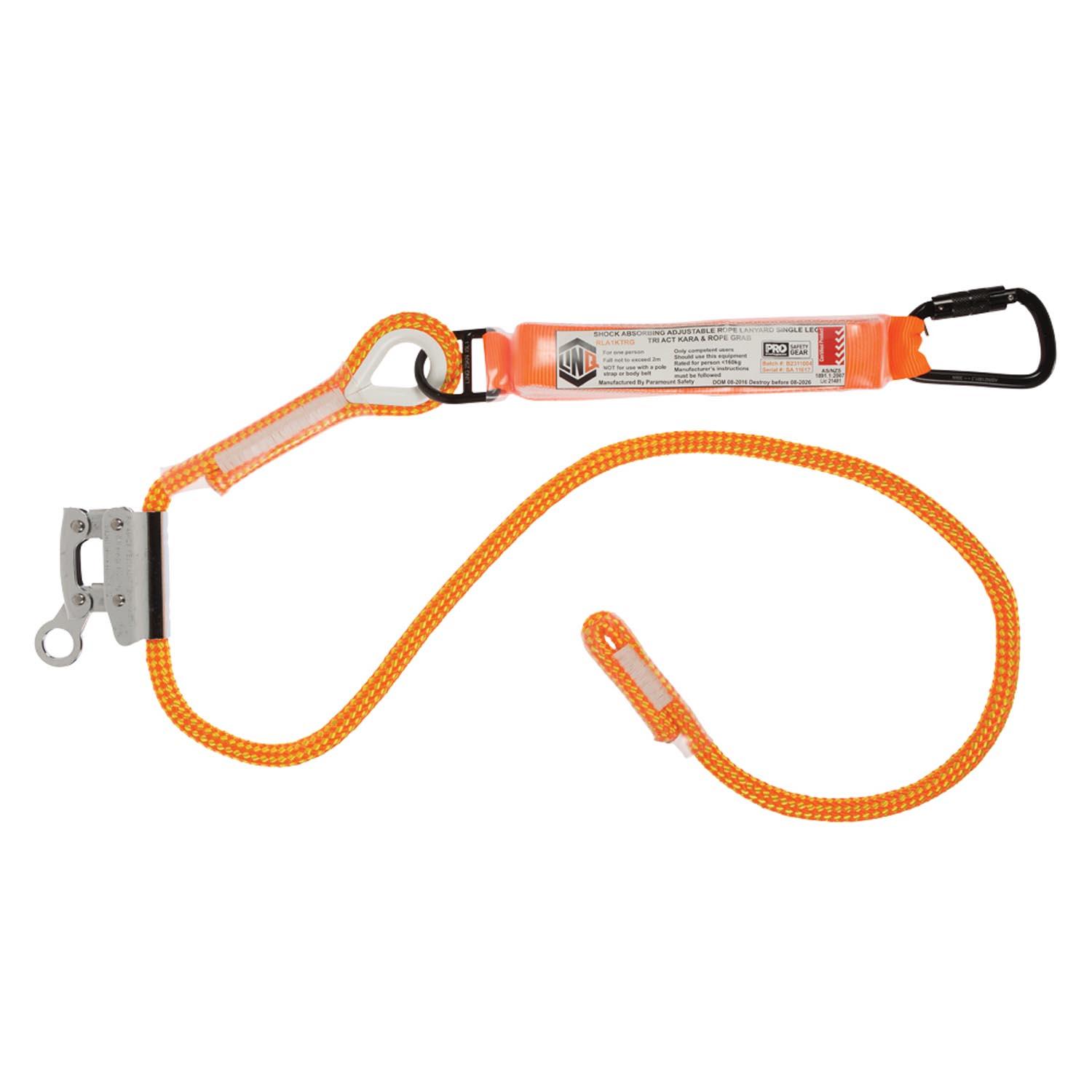 LINQ Single Leg 2M Shock Absorb Adjustable Rope Lanyard With Rope Grab_3