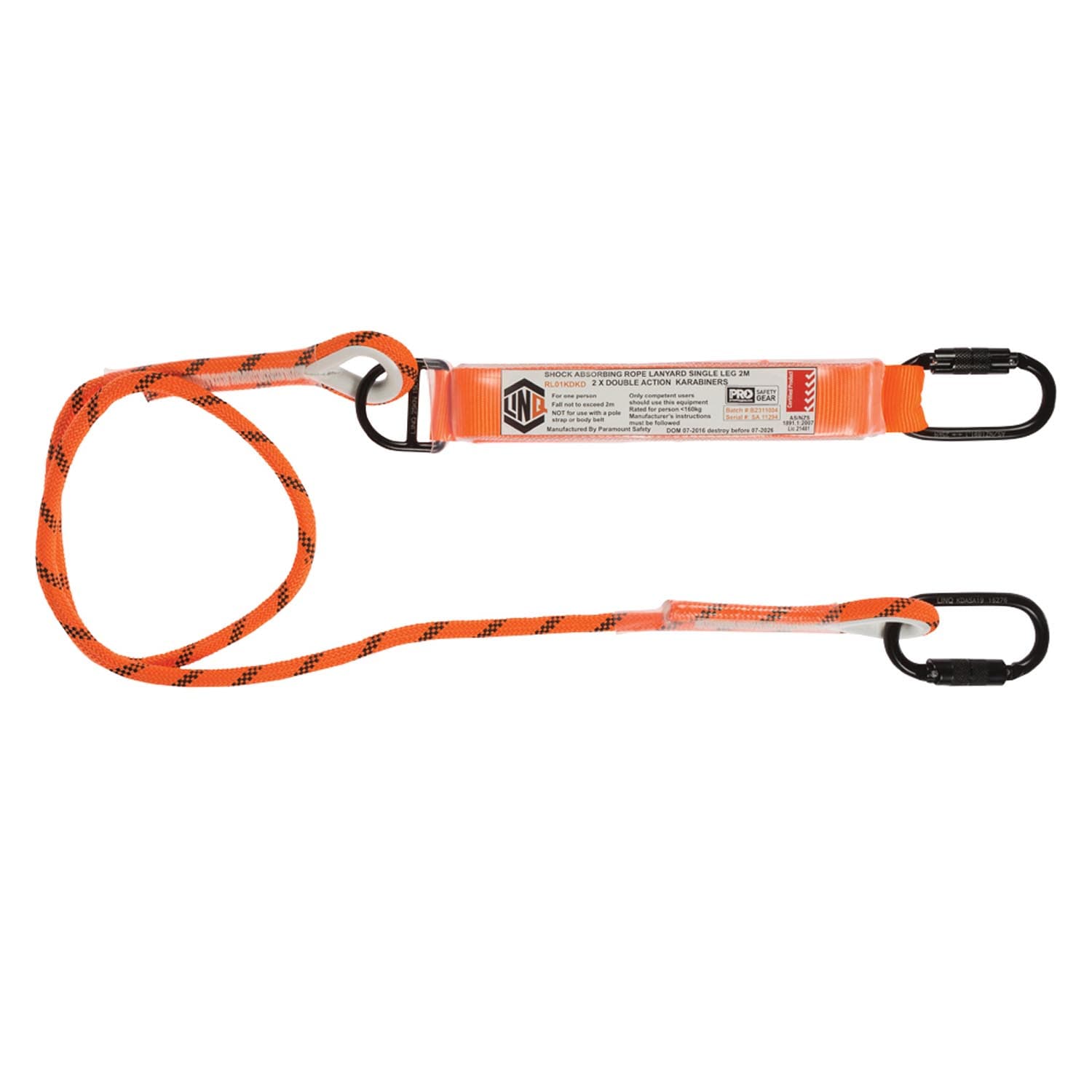 LINQ Single Leg Kernmantle 2M Shock Absorb Rope Lanyard_0