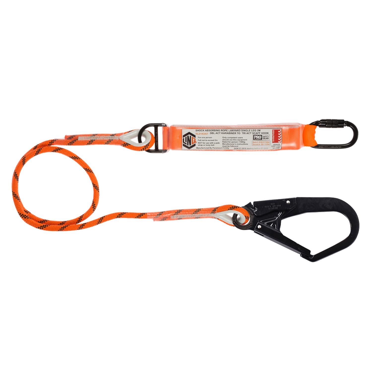 LINQ Single Leg Kernmantle 2M Shock Absorb Rope Lanyard_2