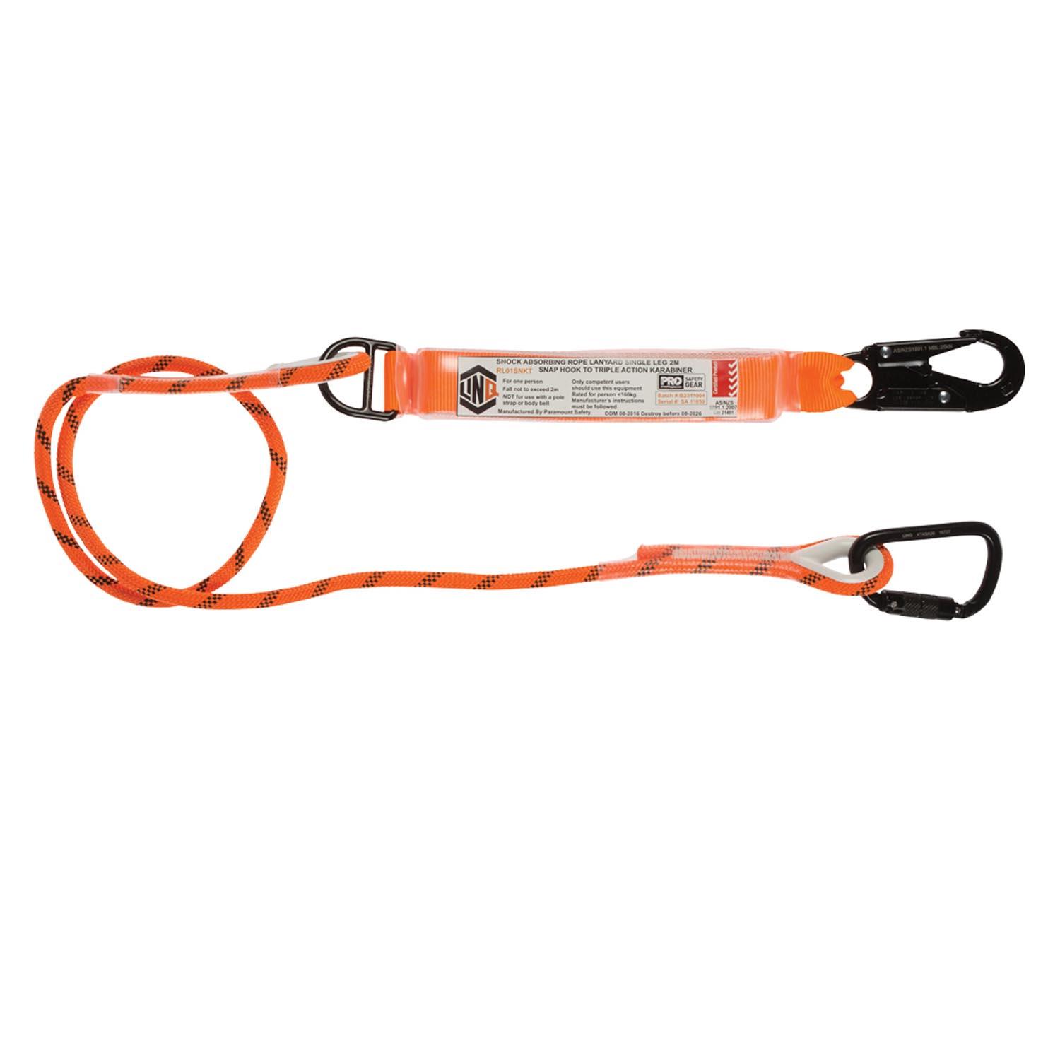 LINQ Single Leg Kernmantle 2M Shock Absorb Rope Lanyard_12