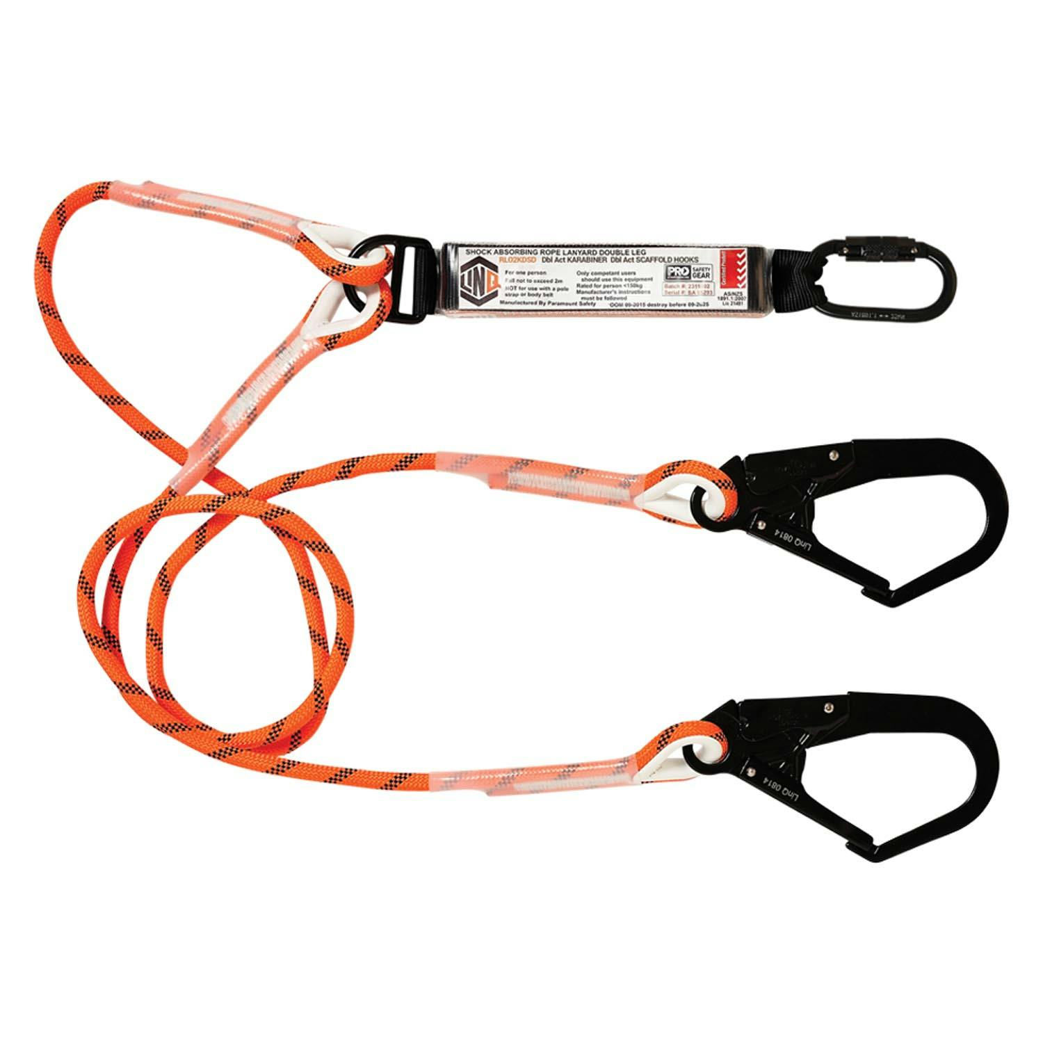 LINQ Double Leg Kernmantle 2M Shock Absorb Rope Lanyard