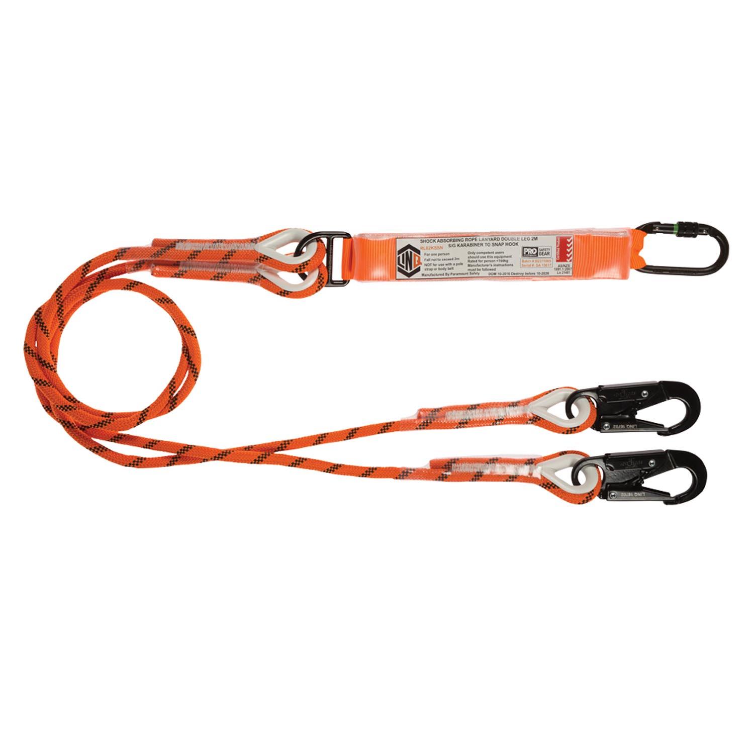 LINQ Double Leg Kernmantle 2M Shock Absorb Rope Lanyard_2