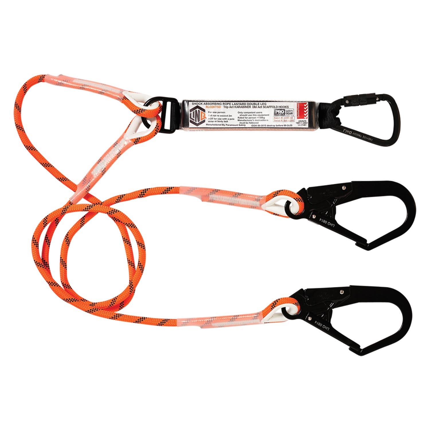 LINQ Double Leg Kernmantle 2M Shock Absorb Rope Lanyard_4