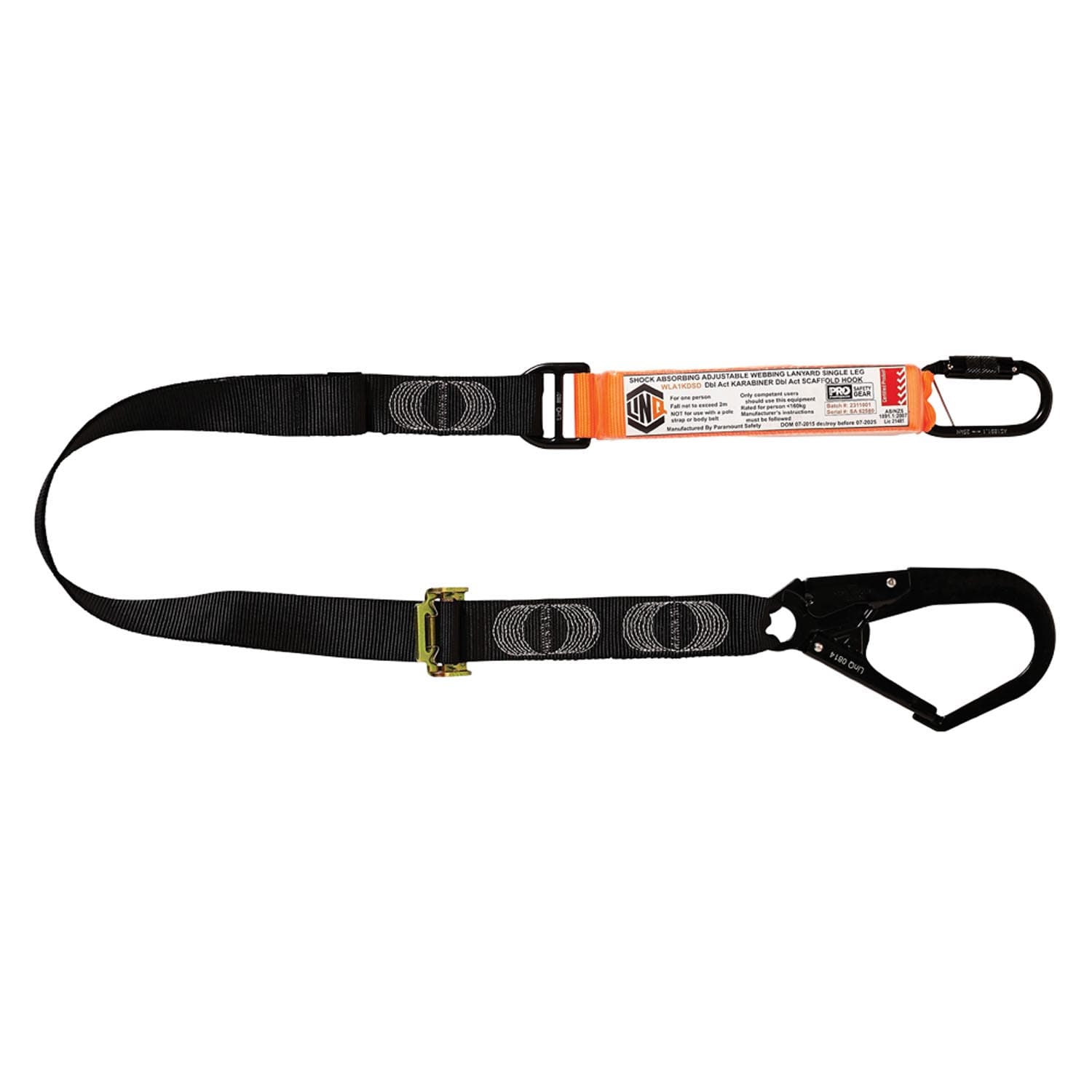 LINQ Elite Single Leg Shock Absorbing 2M Adjustable Lanyard