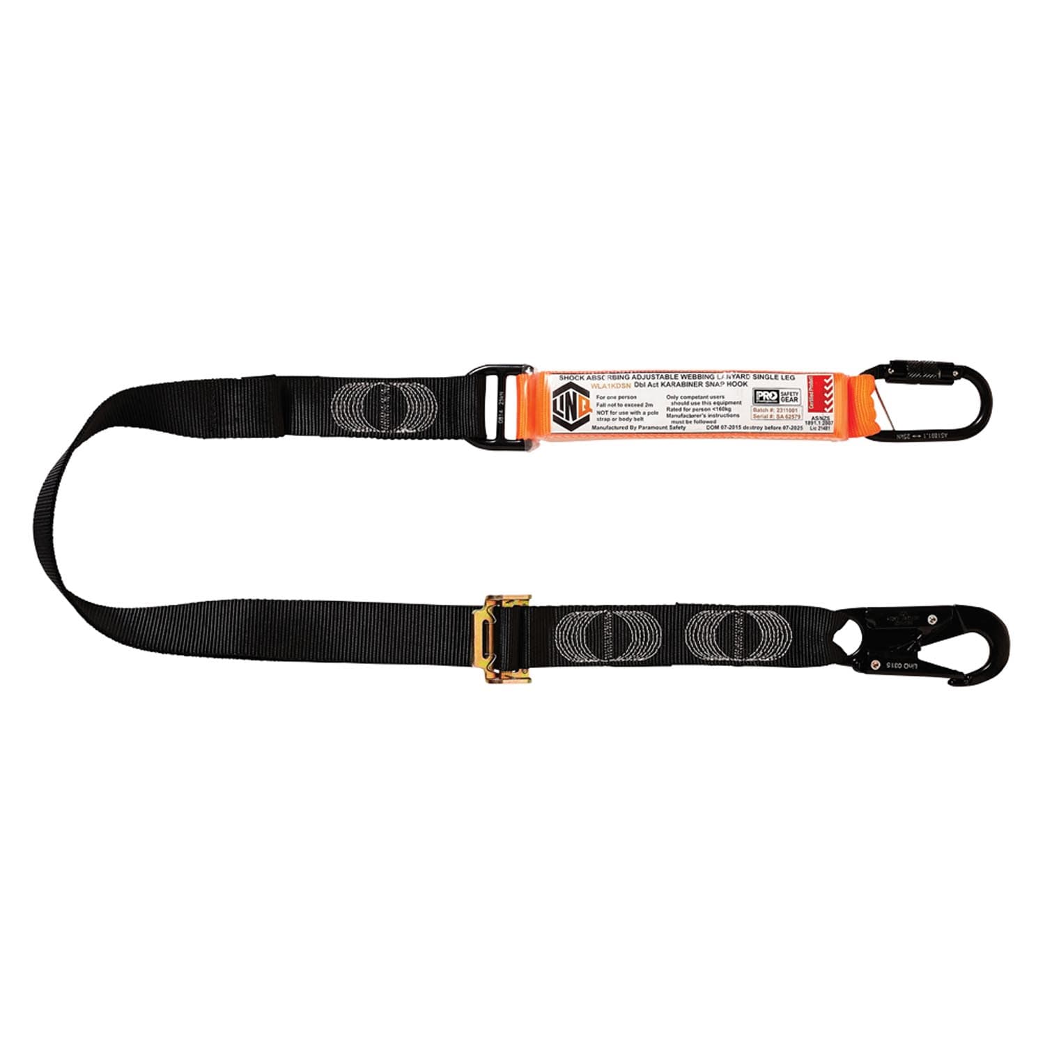 LINQ Elite Single Leg Shock Absorbing 2M Adjustable Lanyard_2
