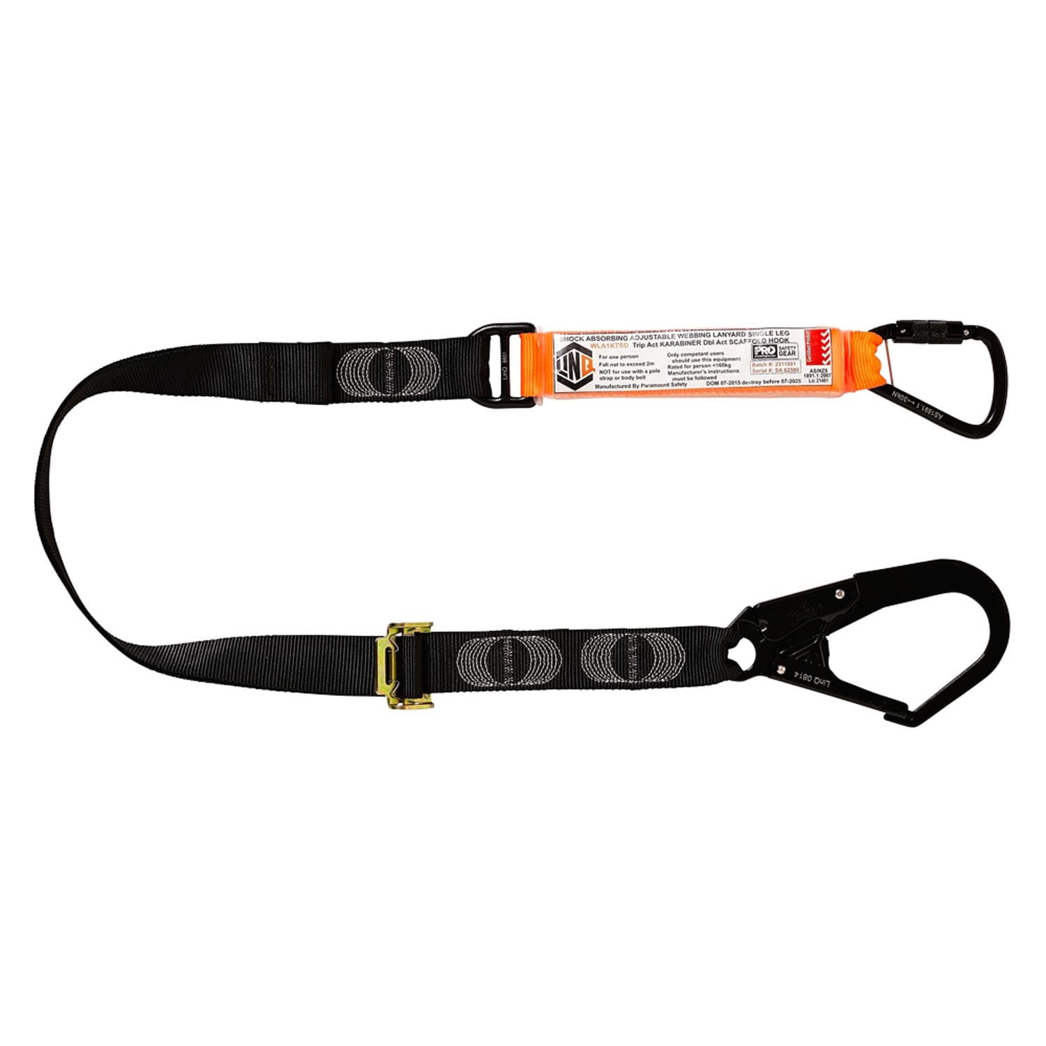 LINQ Elite Single Leg Shock Absorbing 2M Adjustable Lanyard_16