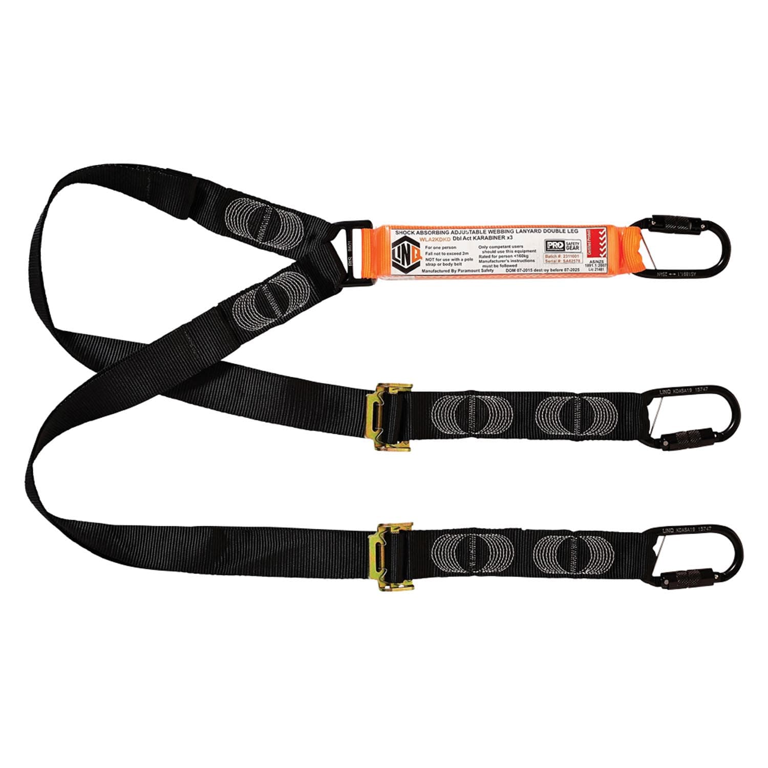 LINQ Elite Double Leg Shock Absorbing 2M Adjustable Lanyard_0