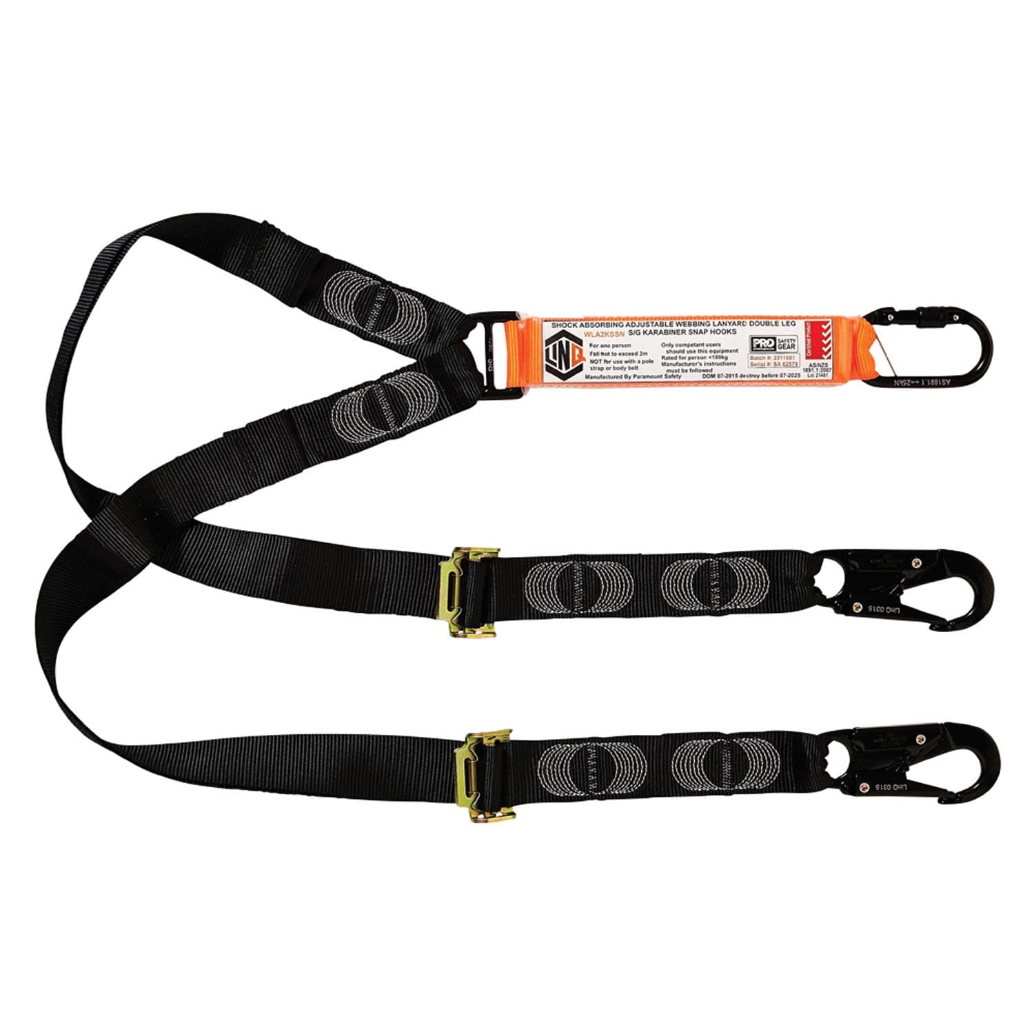 LINQ Elite Double Leg Shock Absorbing 2M Adjustable Lanyard_14