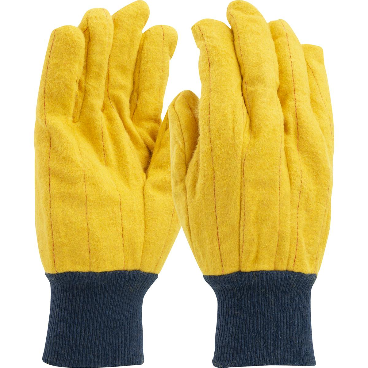 Regular Grade Chore Glove with Double Layer Palm, Single Layer Back and Nap-Out Finish - Knit Wrist, Yellow (FM18KWK) - L_0