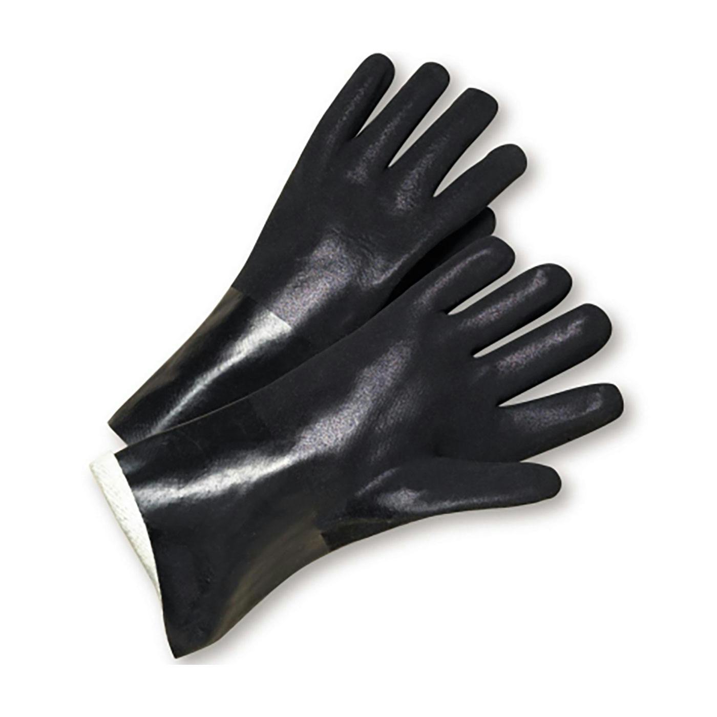 PVC Dipped Glove with Jersey Liner and Rough Sandy Finish - 10" Length, Black (J1017RF) - 10