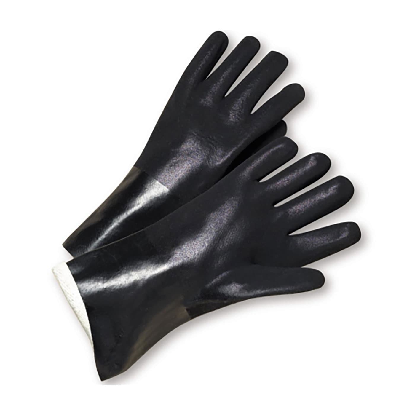 PVC Dipped Glove with Jersey Liner and Rough Sandy Finish - 10 inch Length, Black (J1017RF) - 10