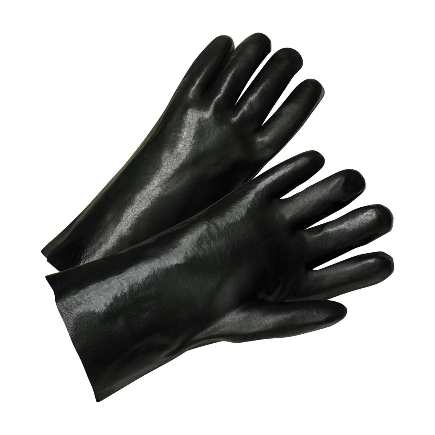 PVC Dipped Glove with Jersey Liner and Smooth Finish - 12" Length, Black (J1027) - L