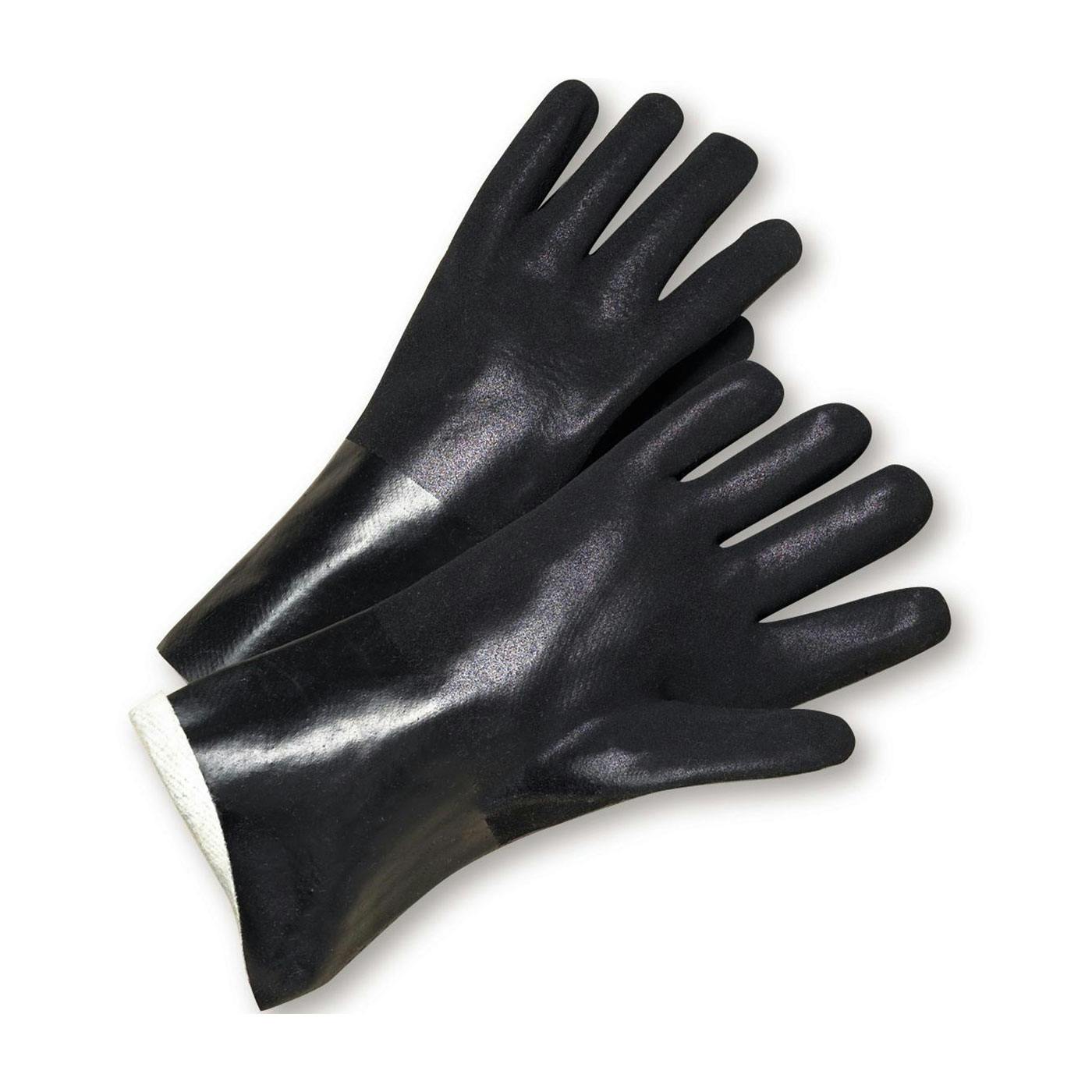 PVC Dipped Glove with Jersey Liner and Rough Sandy Finish - 12" Length, Black (J1027RF) - 12