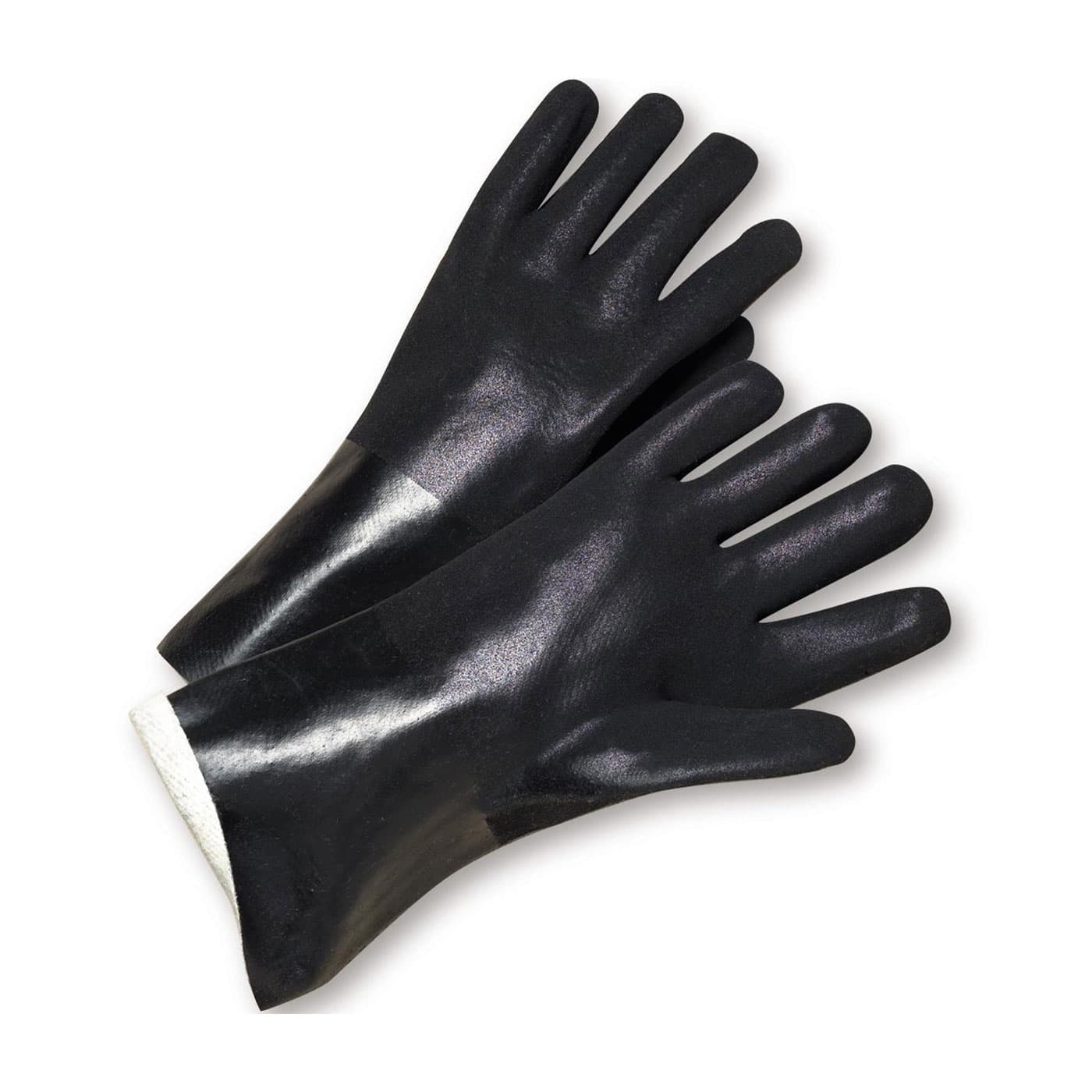 PVC Dipped Glove with Jersey Liner and Rough Sandy Finish - 12 inch Length, Black (J1027RF) - 12