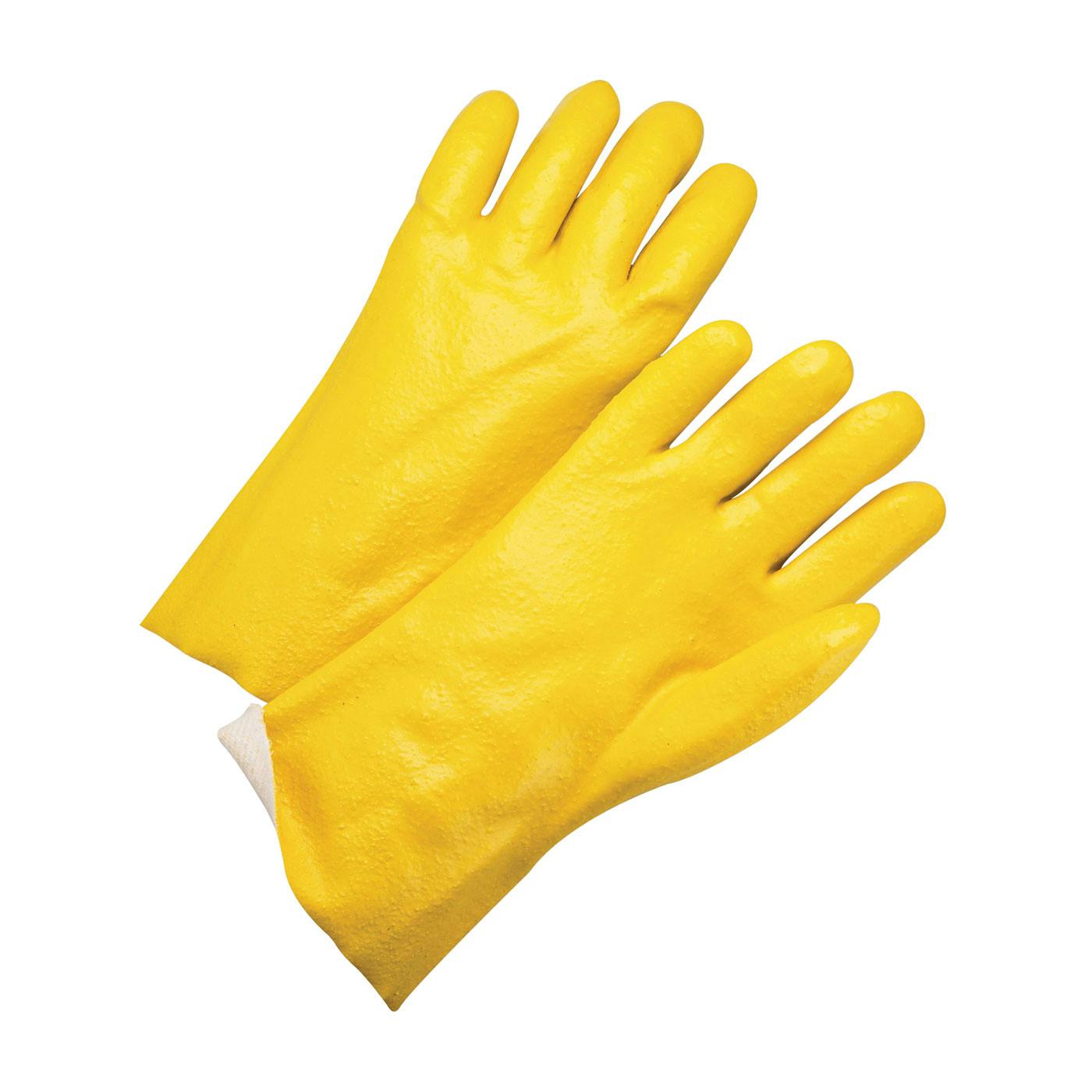PVC Dipped Glove with Jersey Liner and Semi-Rough Finish - 12" Length, Yellow (J1027RY) - L