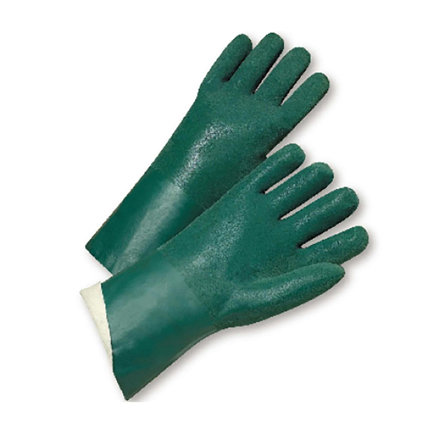 PVC Dipped Glove with Jersey Liner and Rough Sandy Finish - 14" Length, Green (J1247RF) - 14