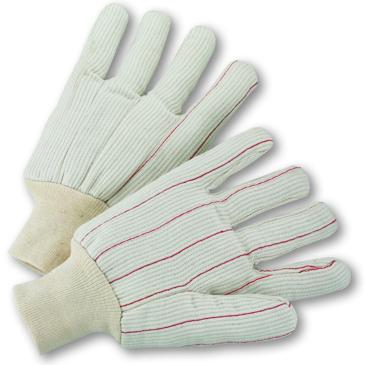 Polyester/Cotton Corded Double Palm Glove with Nap-In Finish - Natural Knit Wrist, Natural (K81SCNCI) - L
