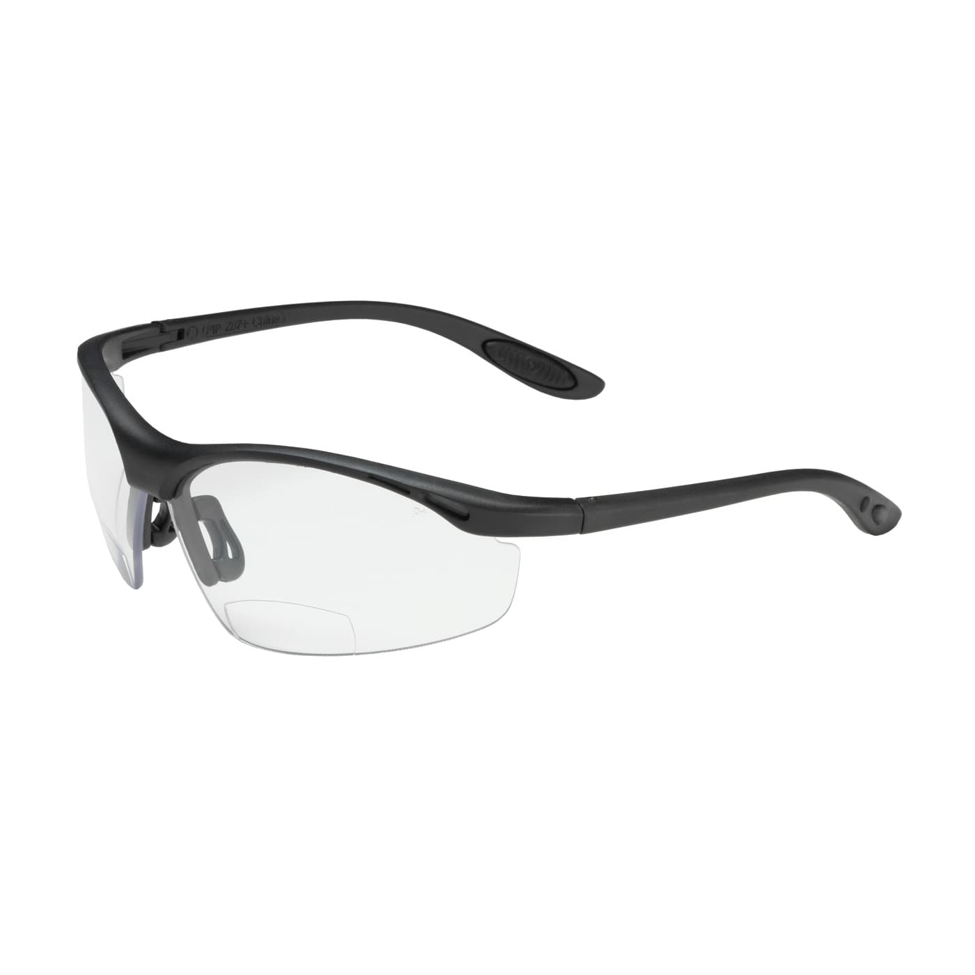 Mag Readers Semi-Rimless Safety Readers with Black Frame, Clear Lens and Anti-Scratch Coating