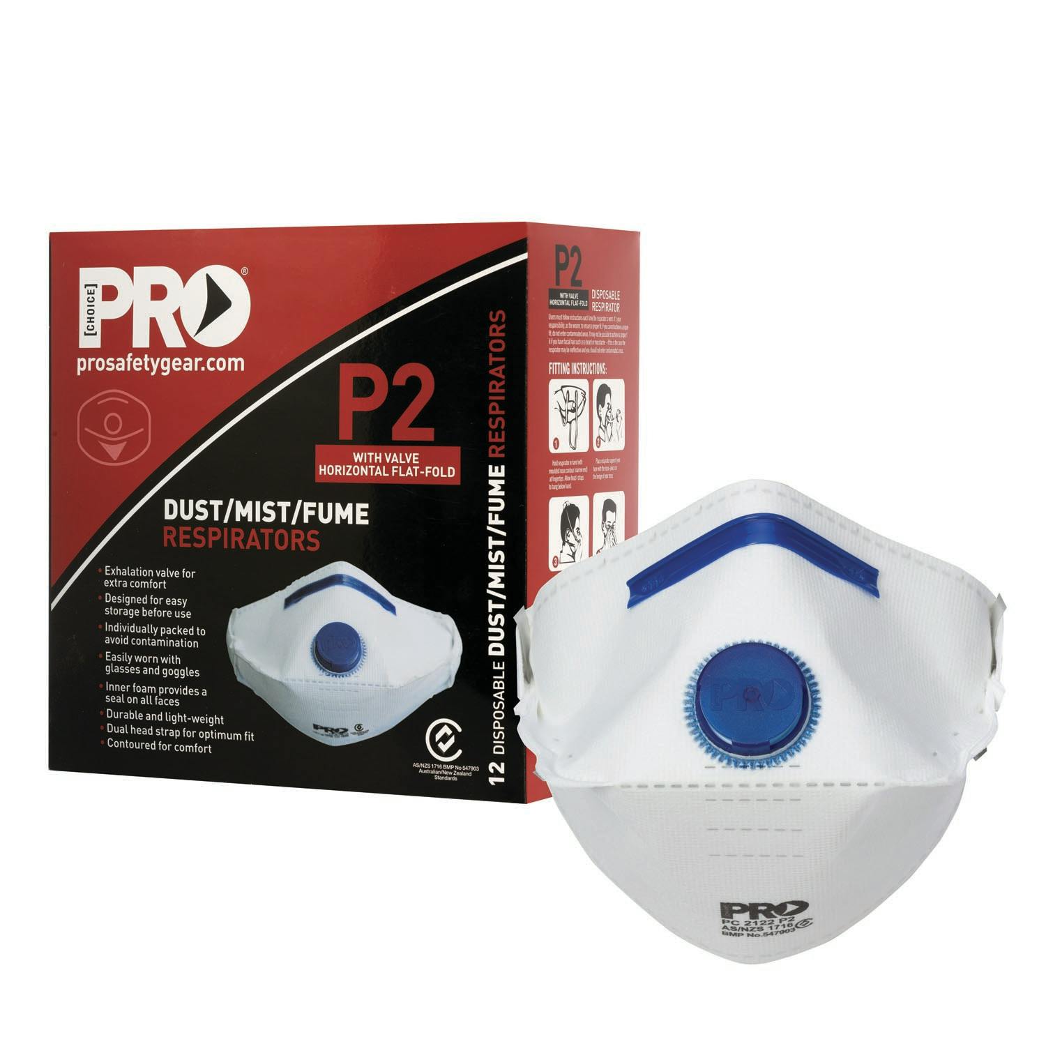 Pro Choice Dust Masks Flat Fold P2+Valve