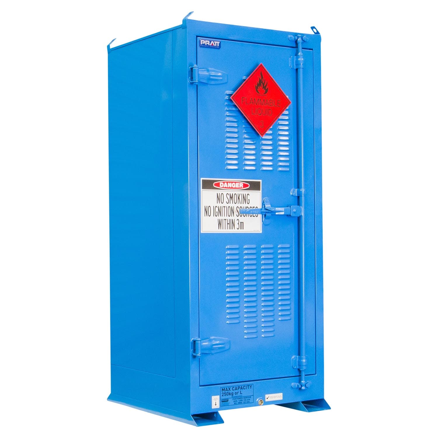 Pratt Dangerous Goods Outdoor Storage Cabinet:250L - 1 Door - 3 Shelves