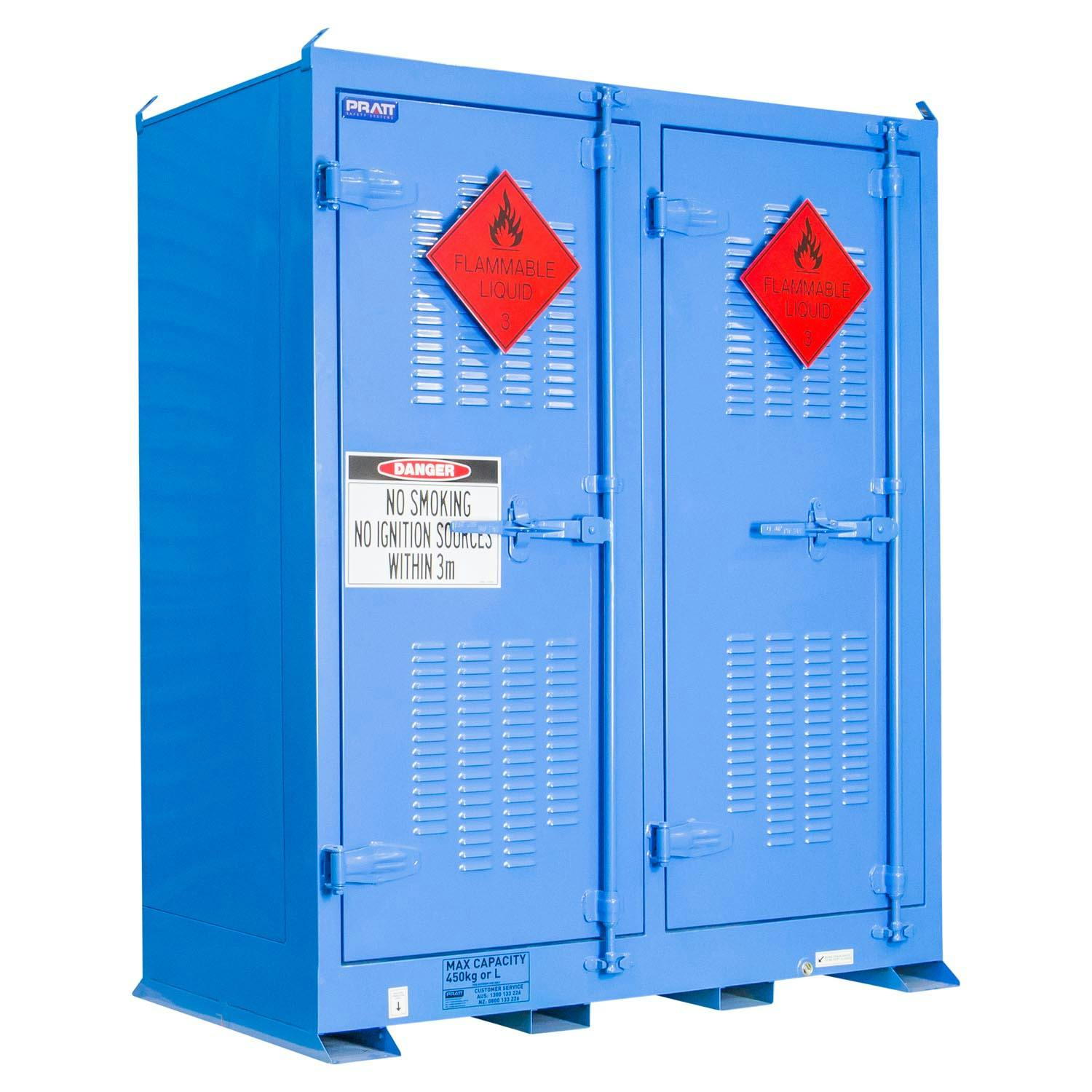 Pratt Dangerous Goods Outdoor Storage Cabinet:450L - 2 Doors - 6 Shelves