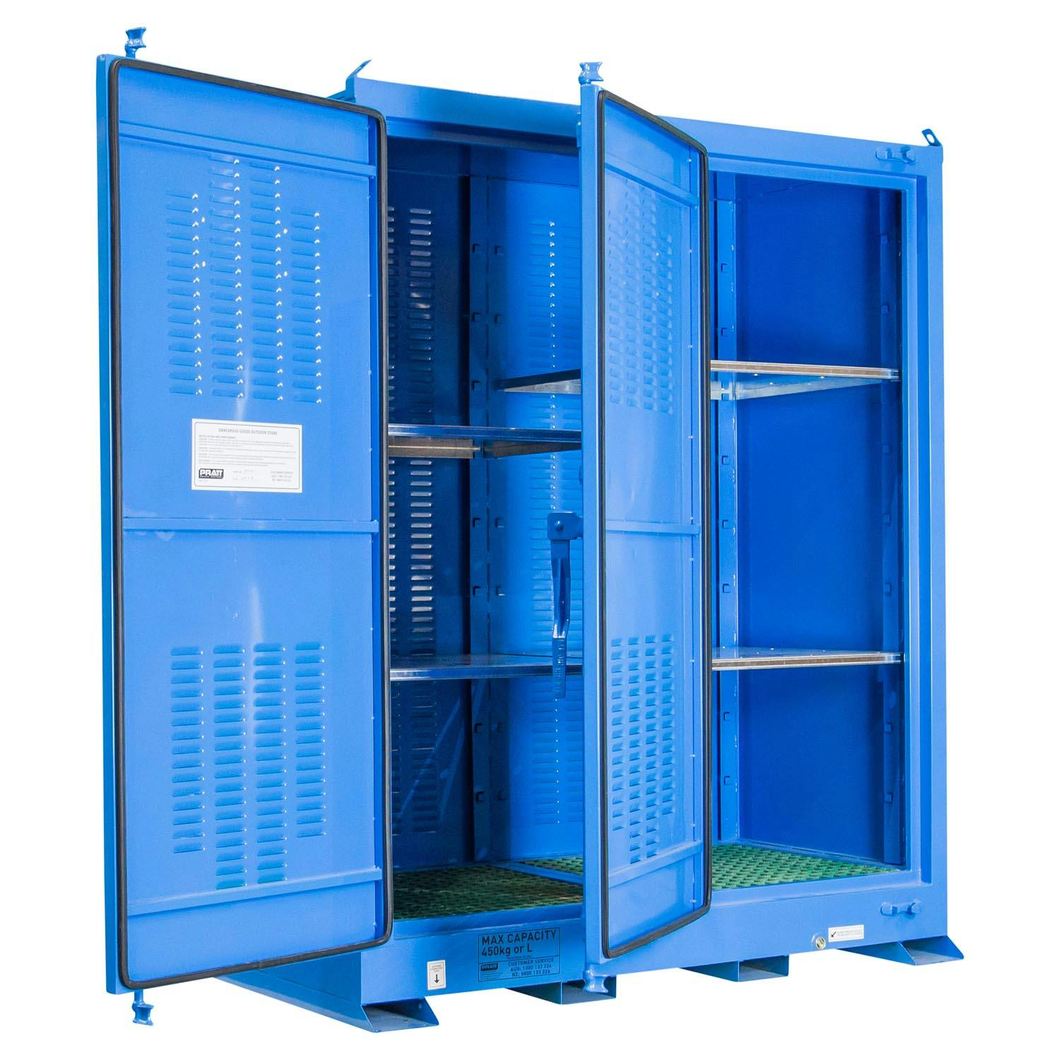 Pratt Dangerous Goods Outdoor Storage Cabinet:450L - 2 Doors - 6 Shelves_1